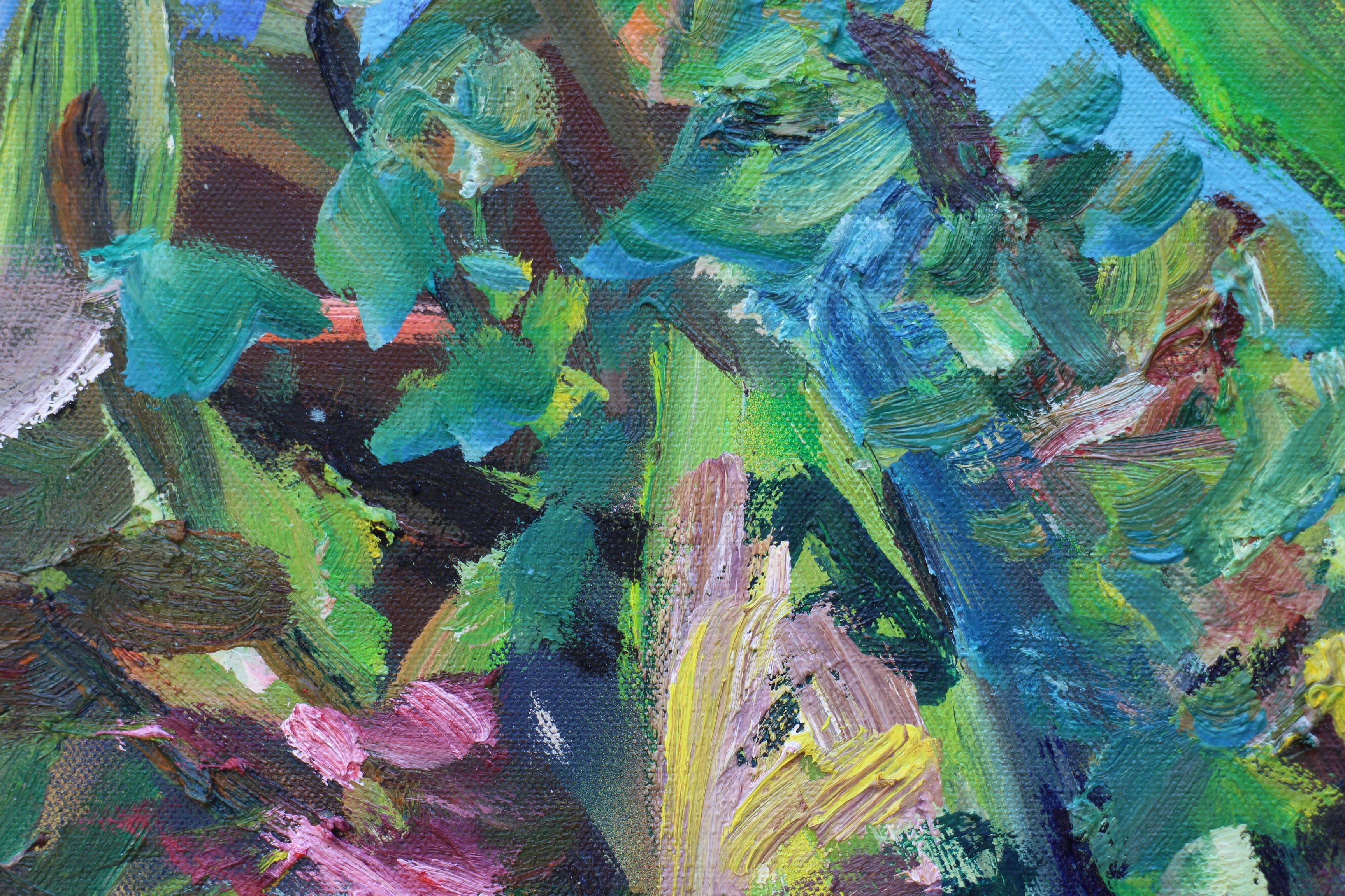 Giardino del cortile, Pittura, Olio su tela in vendita 1