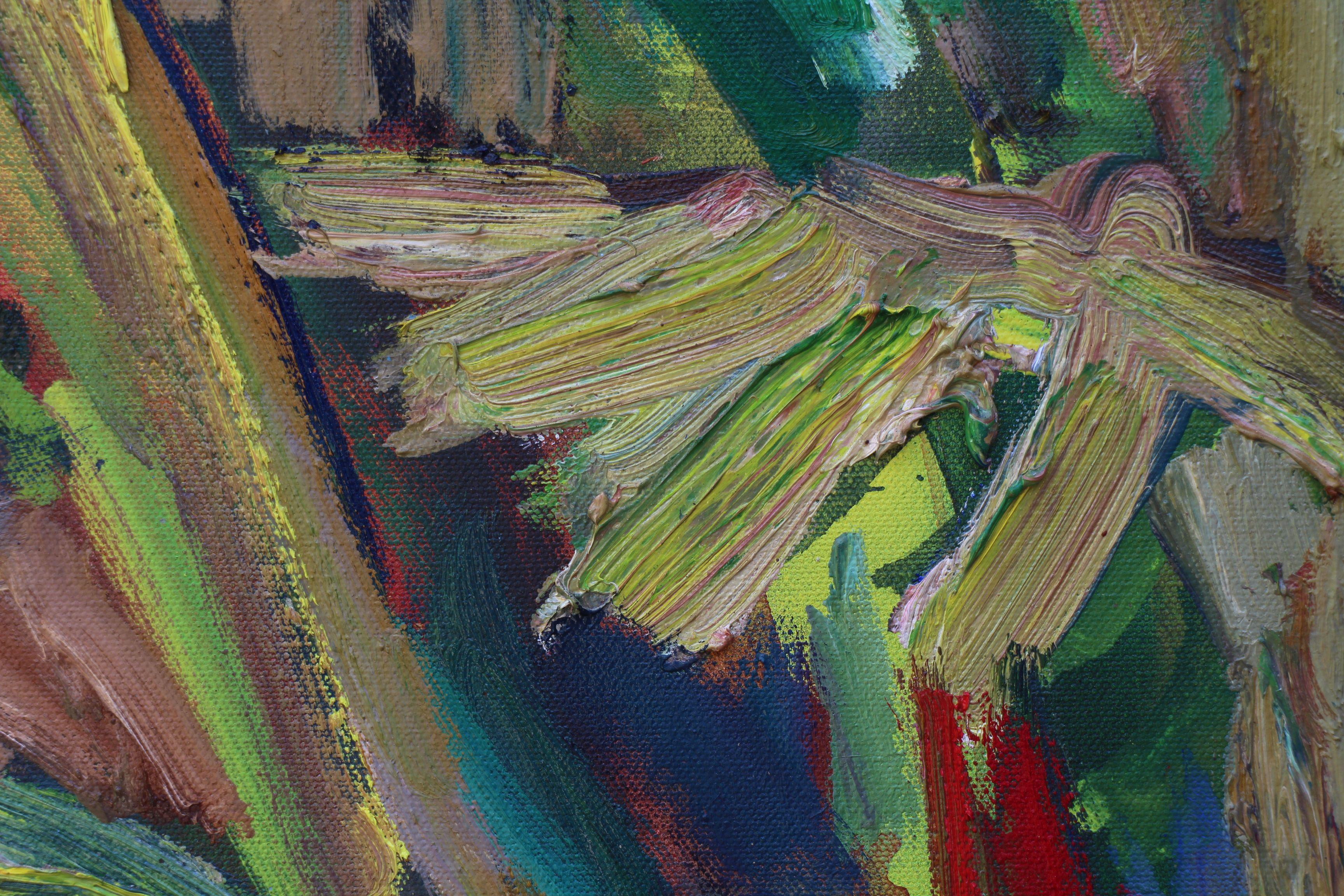 Giardino del cortile, Pittura, Olio su tela in vendita 2