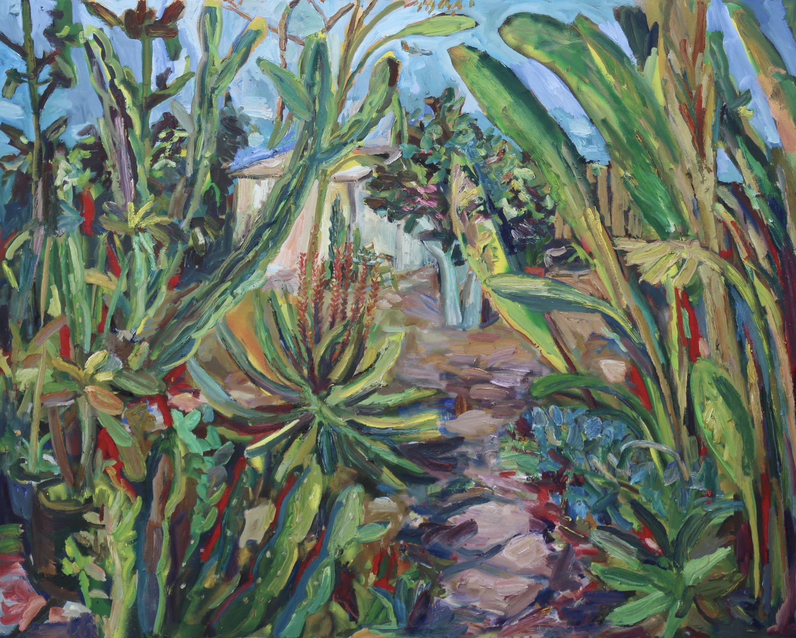 Giardino del cortile, Pittura, Olio su tela - Painting di John Kilduff