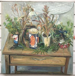 Backyard still life, Painting, Oil on Canvas