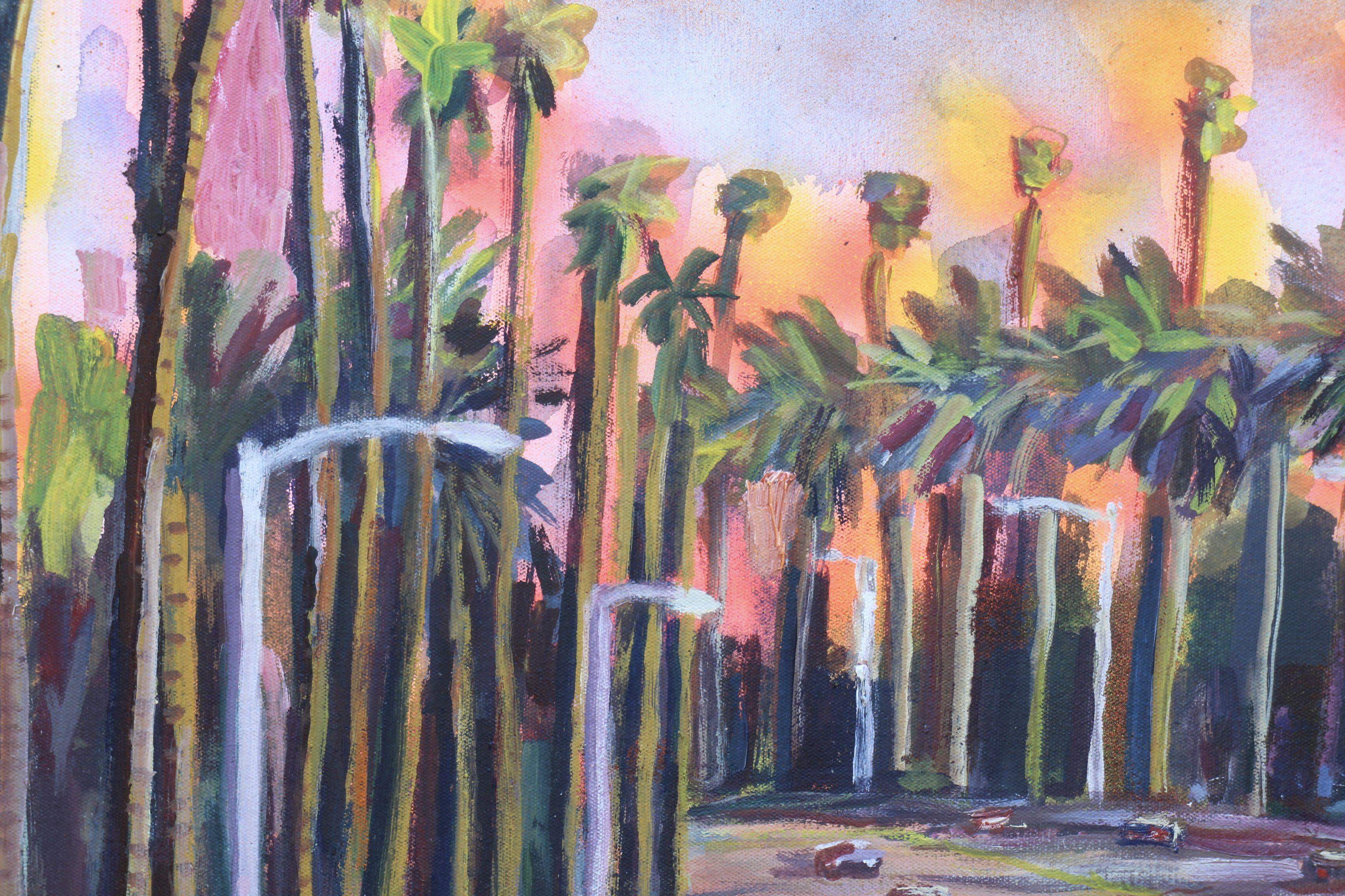 Painted in my studio based off of a plein air oil painting I did of this location ( Beverly Drive, Beverly Hills, California). Spray paint, Acrylic and Oils on Canvas. :: Painting :: Impressionist :: This piece comes with an official certificate of