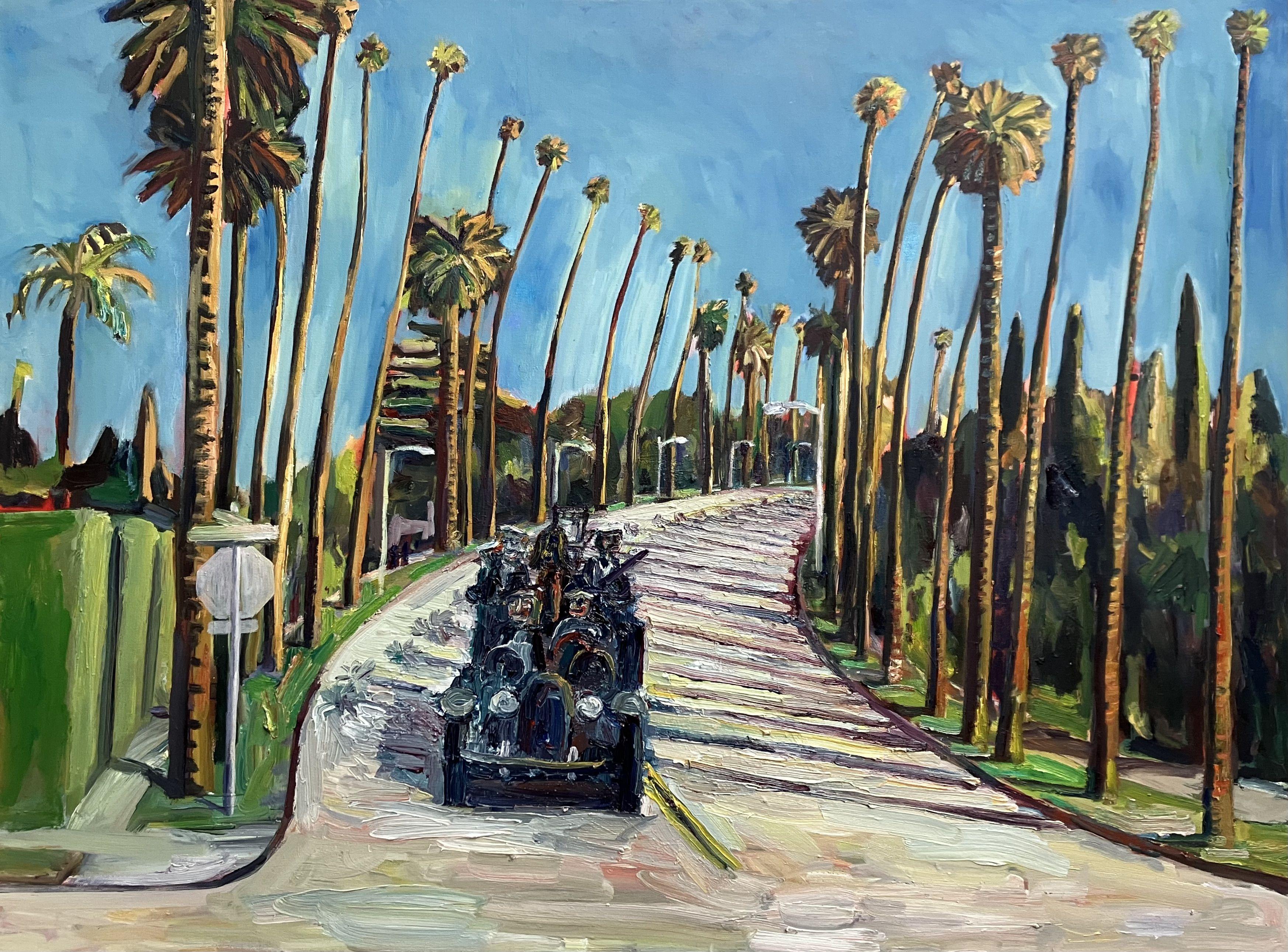 This painting is of a street scene in Beverly Hills, California. Spray Paint, Acrylic and Oil on Canvas. :: Painting :: Pop-Art :: This piece comes with an official certificate of authenticity signed by the artist :: Ready to Hang: No :: Signed: Yes