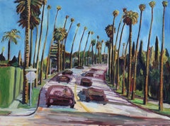 Beverly Hills street scene, Painting, Oil on Canvas