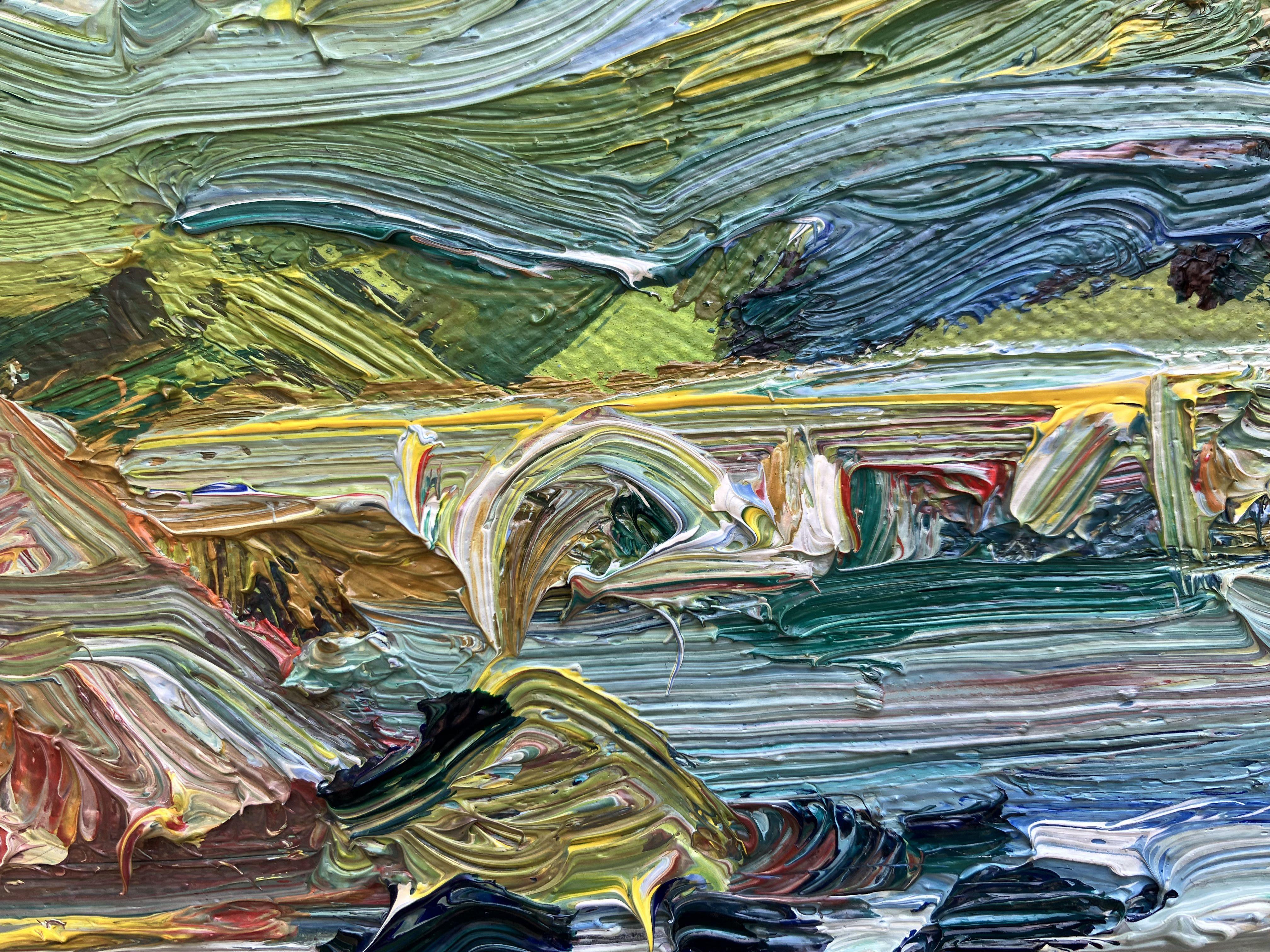 Ölgemälde auf der Grundlage eines Pleinair-Aquarells der Big Sur-Küste :: Malerei :: Impressionist :: Dieses Werk wird mit einem offiziellen, vom Künstler unterzeichneten Echtheitszertifikat geliefert :: Bereit zum Aufhängen: Nein :: Signiert: Ja ::