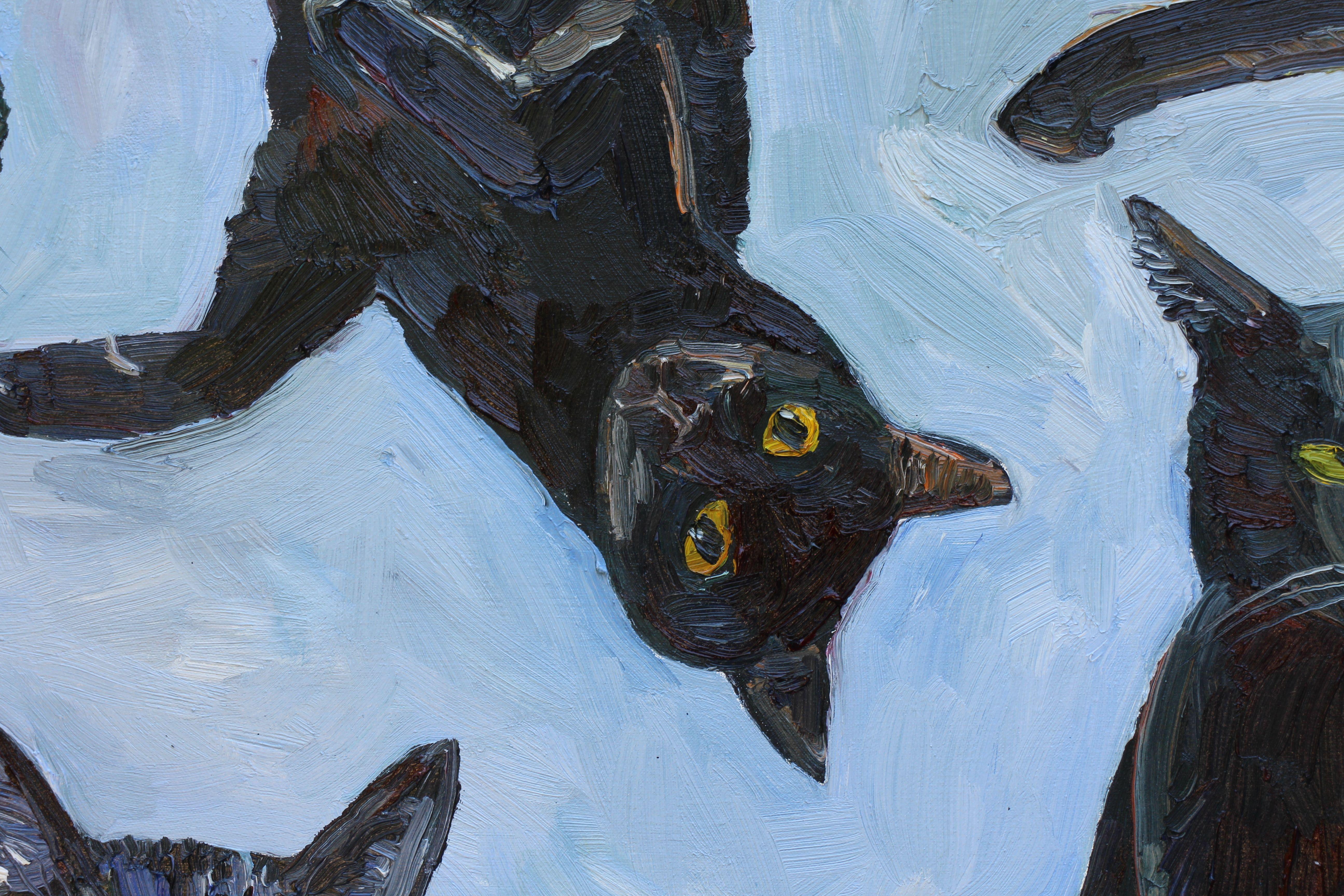 J'ai fait un projet Kickstarter où j'ai peint 100 portraits de chats. Le résultat final a été de peindre trois grands tableaux où je ne peindrais que des chats orange sur l'un d'entre eux et, sur les deux autres, que des chats noirs et des chats
