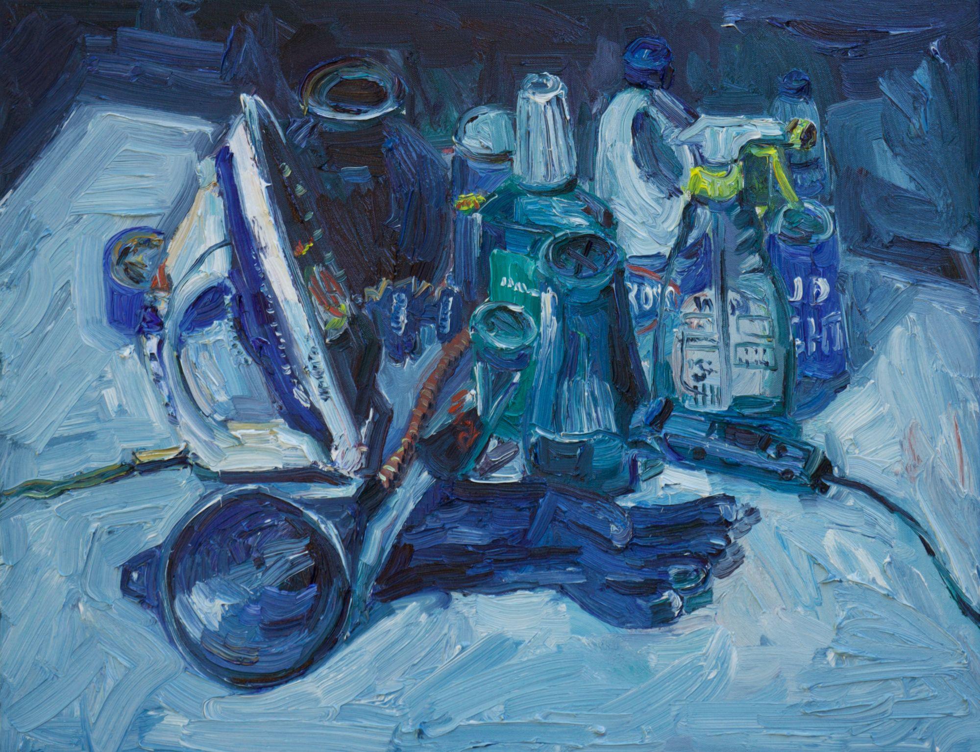 Natura morta blu, Pittura, Olio su tela - Painting di John Kilduff