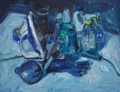 Blaues Stillleben, Gemälde, Öl auf Leinwand