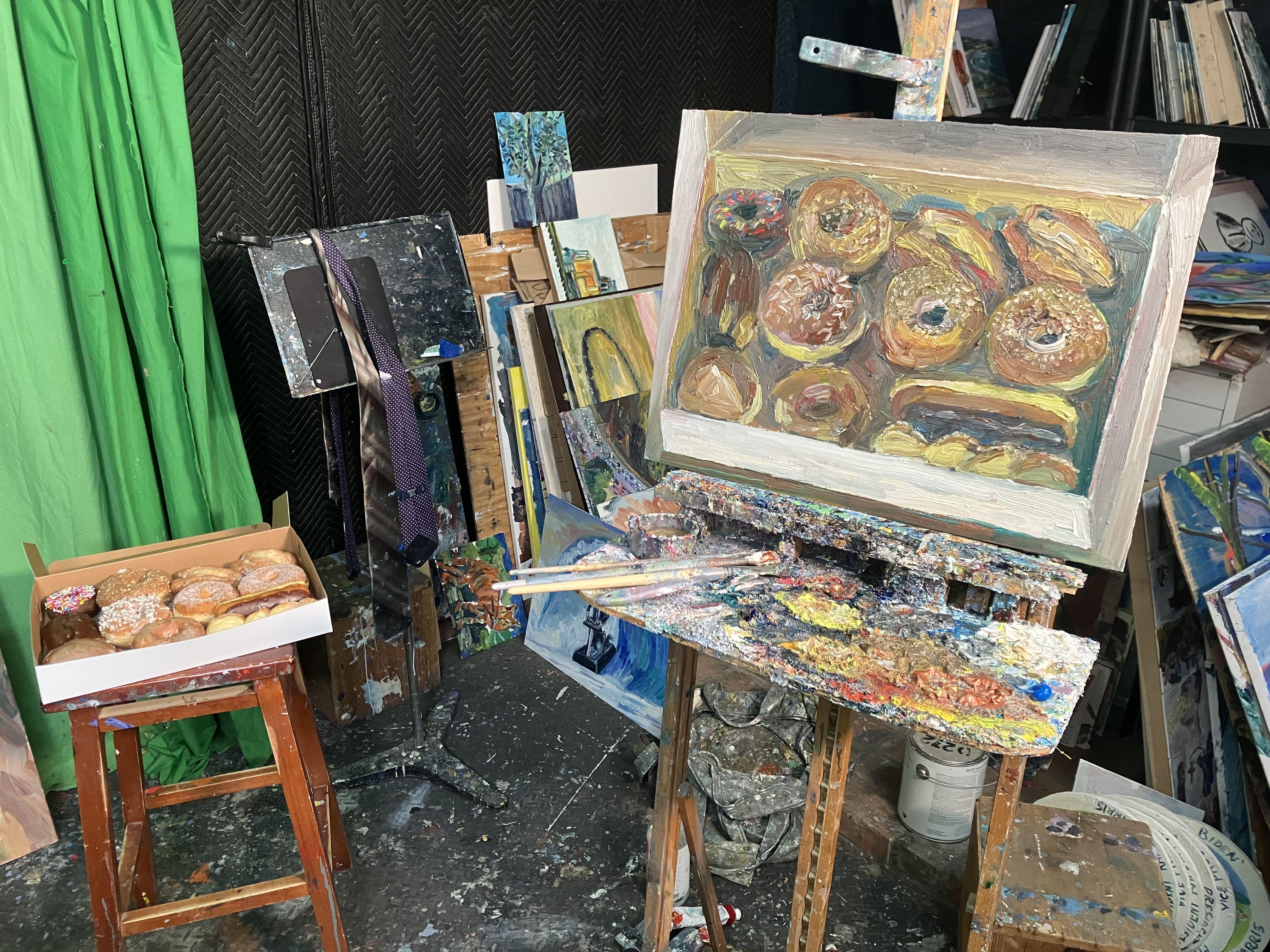 Box of Donuts, Painting, Oil on Canvas For Sale 3