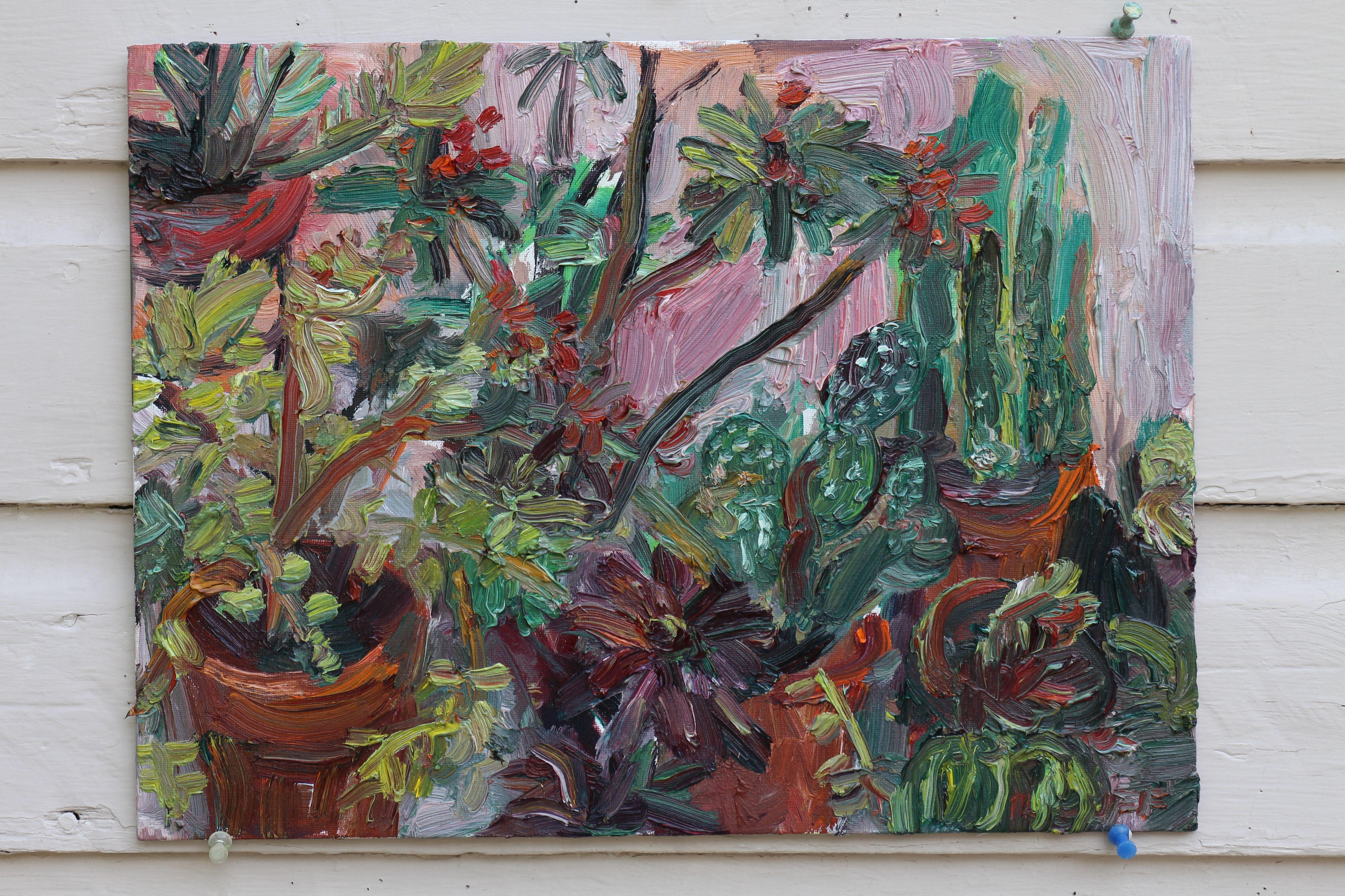 cactus plants oil #1, Painting, Oil on Canvas For Sale 1