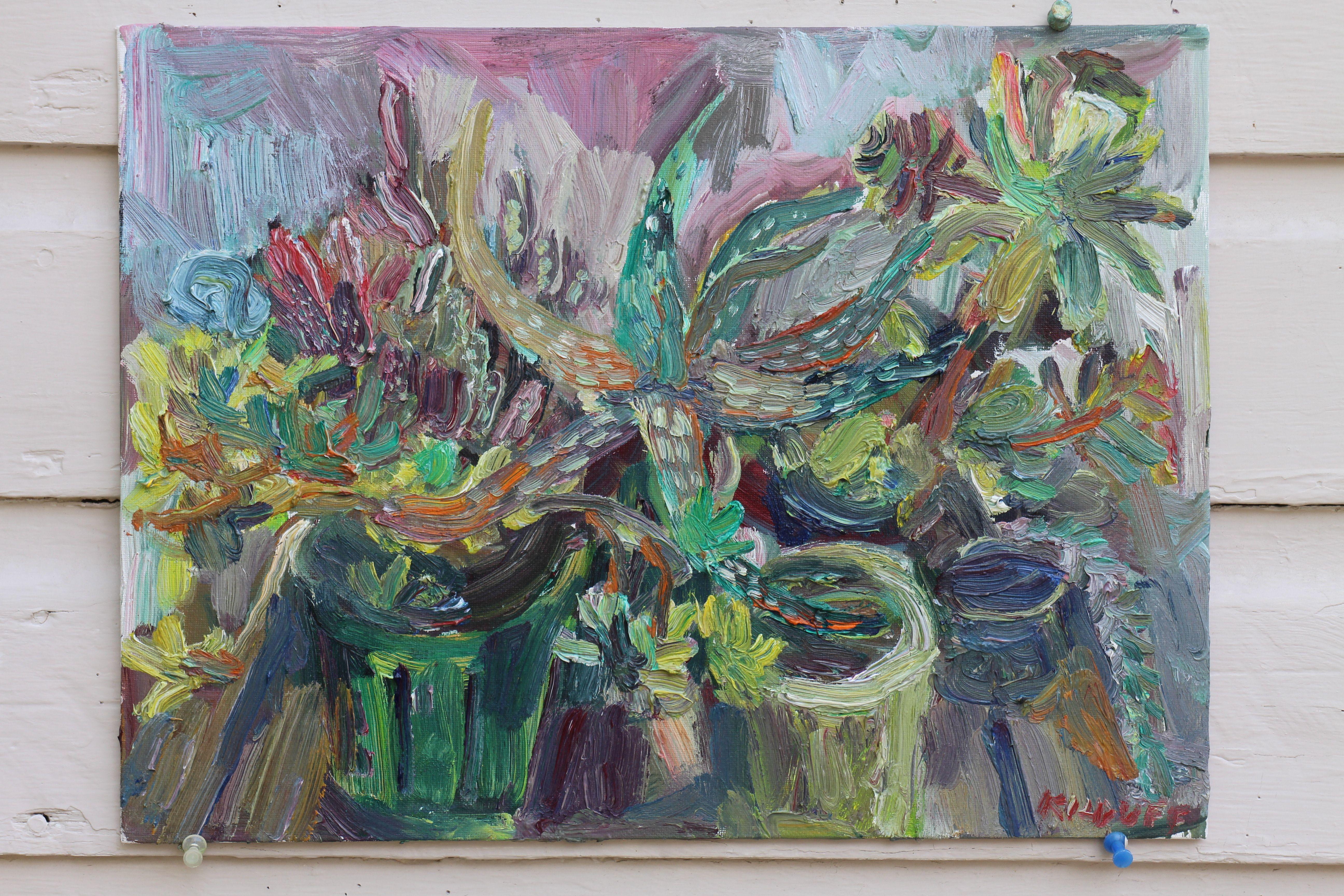 Kactus-Pflanzgefäße, Öl #2, Gemälde, Öl auf Leinwand (Impressionismus), Painting, von John Kilduff