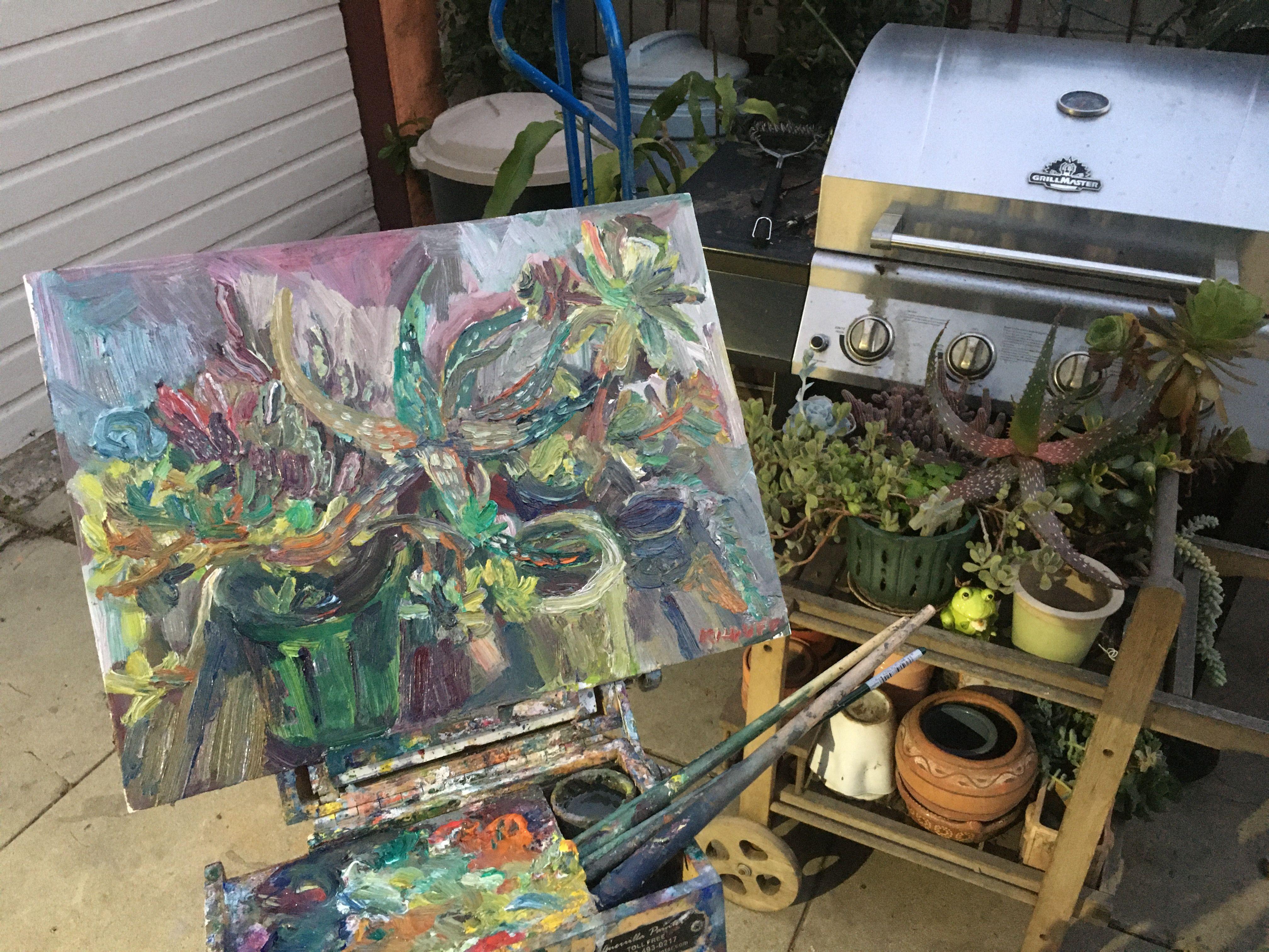 Kactus-Pflanzgefäße, Öl #2, Gemälde, Öl auf Leinwand im Angebot 1