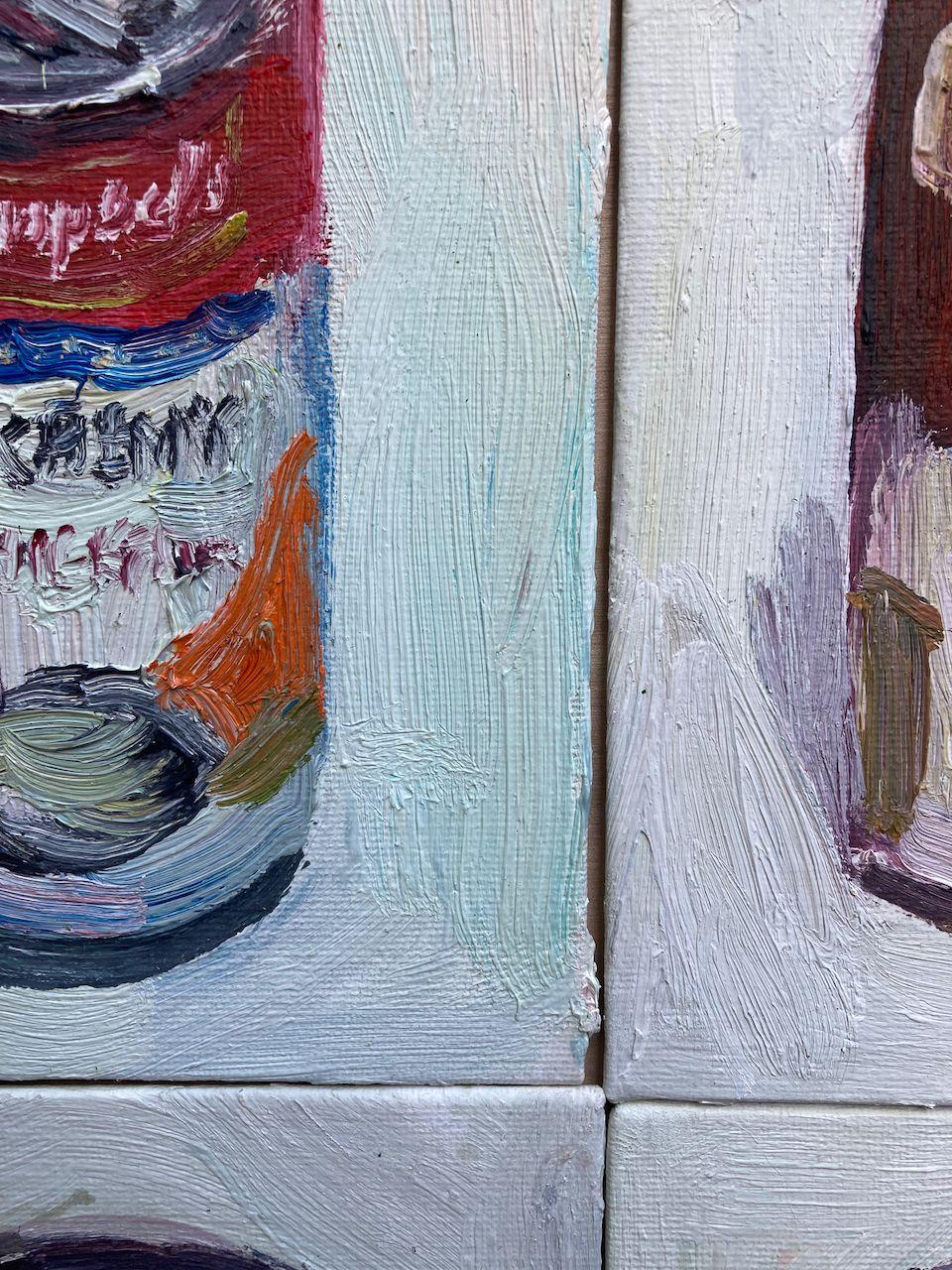   I painted a series of consumer products and ended up painting the classic Campbell soup can. Oil on canvas panels mounted on a wood frame. :: Painting :: Impressionist :: This piece comes with an official certificate of authenticity signed by the