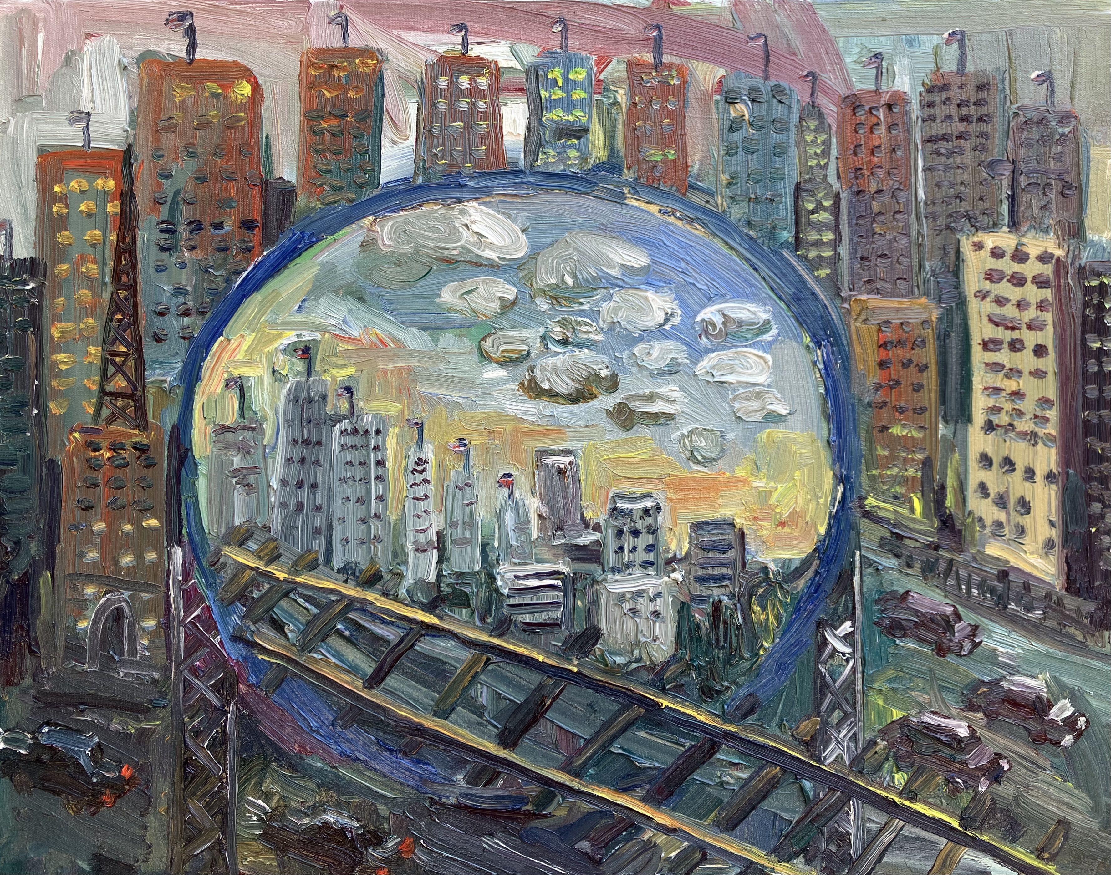 City within a City, peinture, huile sur toile - Painting de John Kilduff