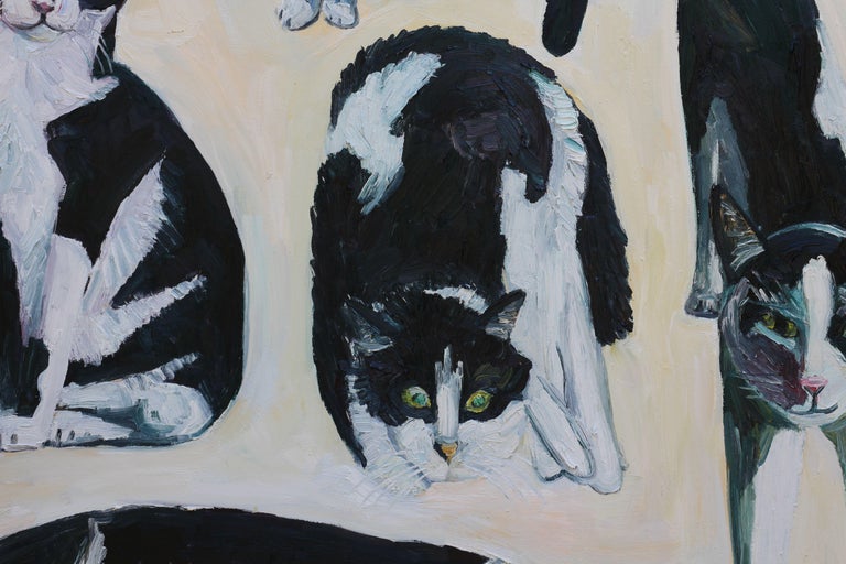 Cow Cats, Painting, Oil on Canvas For Sale 1