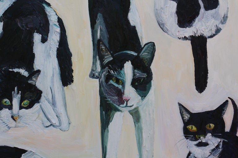 Cow Cats, Painting, Oil on Canvas For Sale 2
