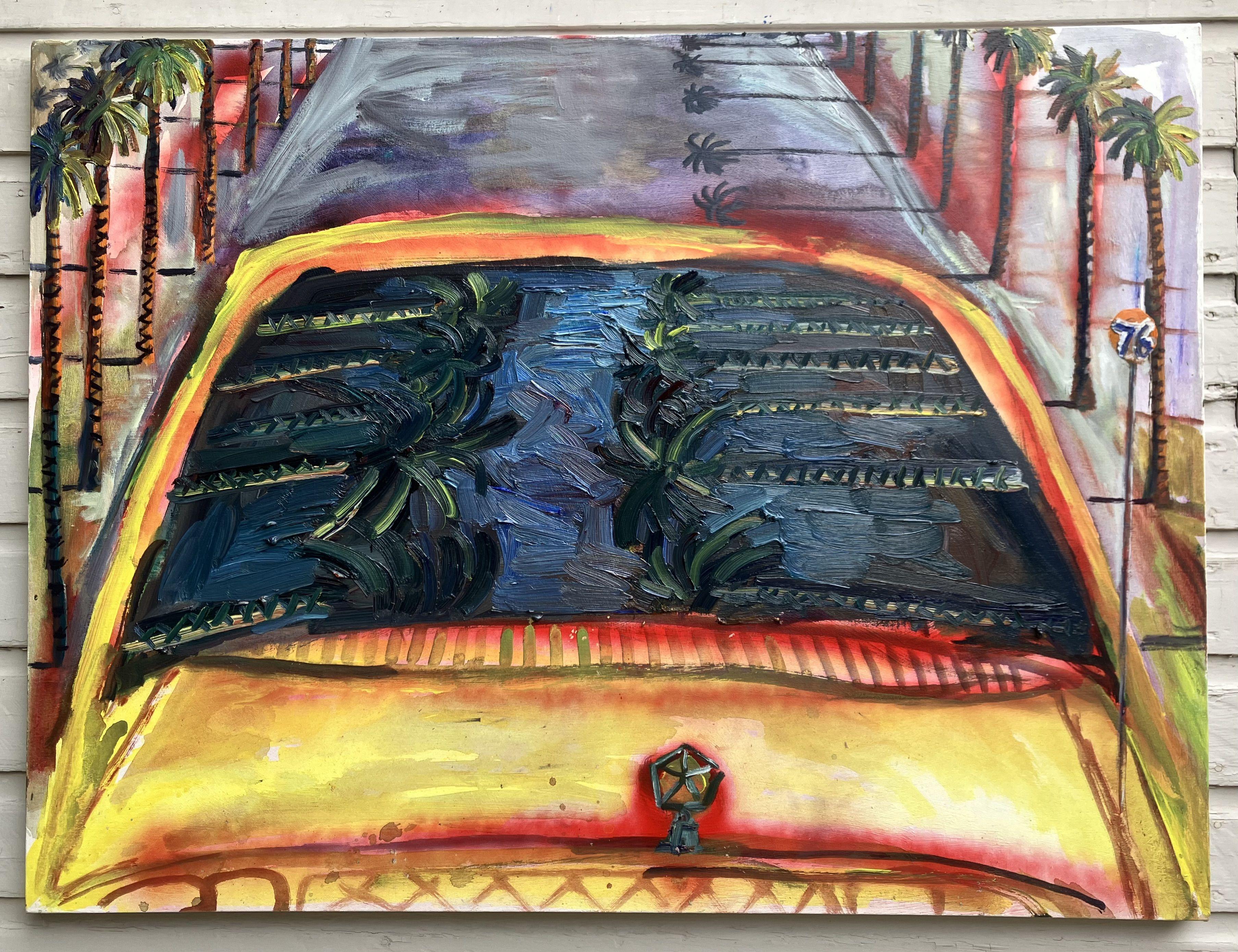Driving in LA, Painting, Oil on Canvas For Sale 1