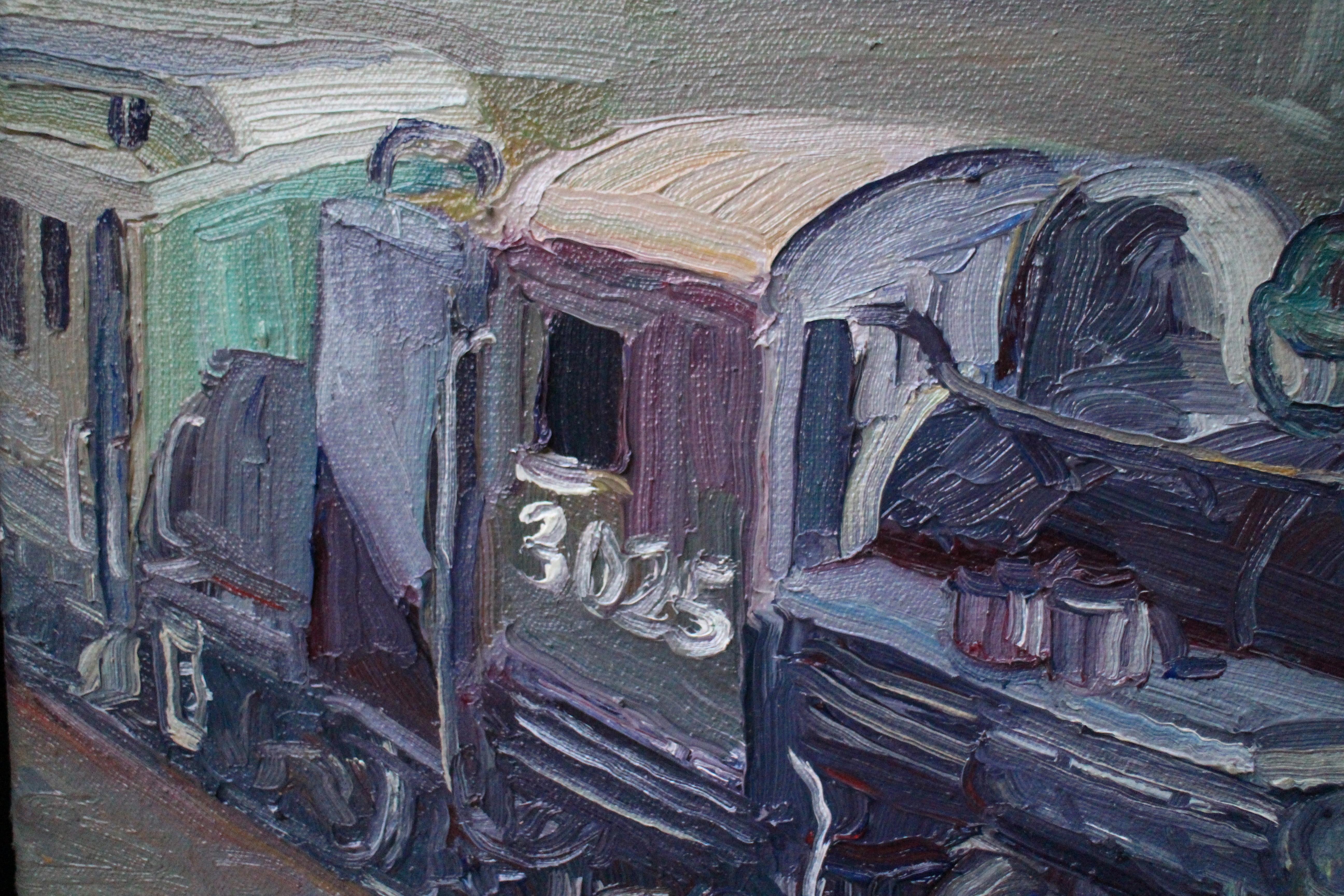 Engine No.3025, Painting, Oil on Canvas For Sale 1