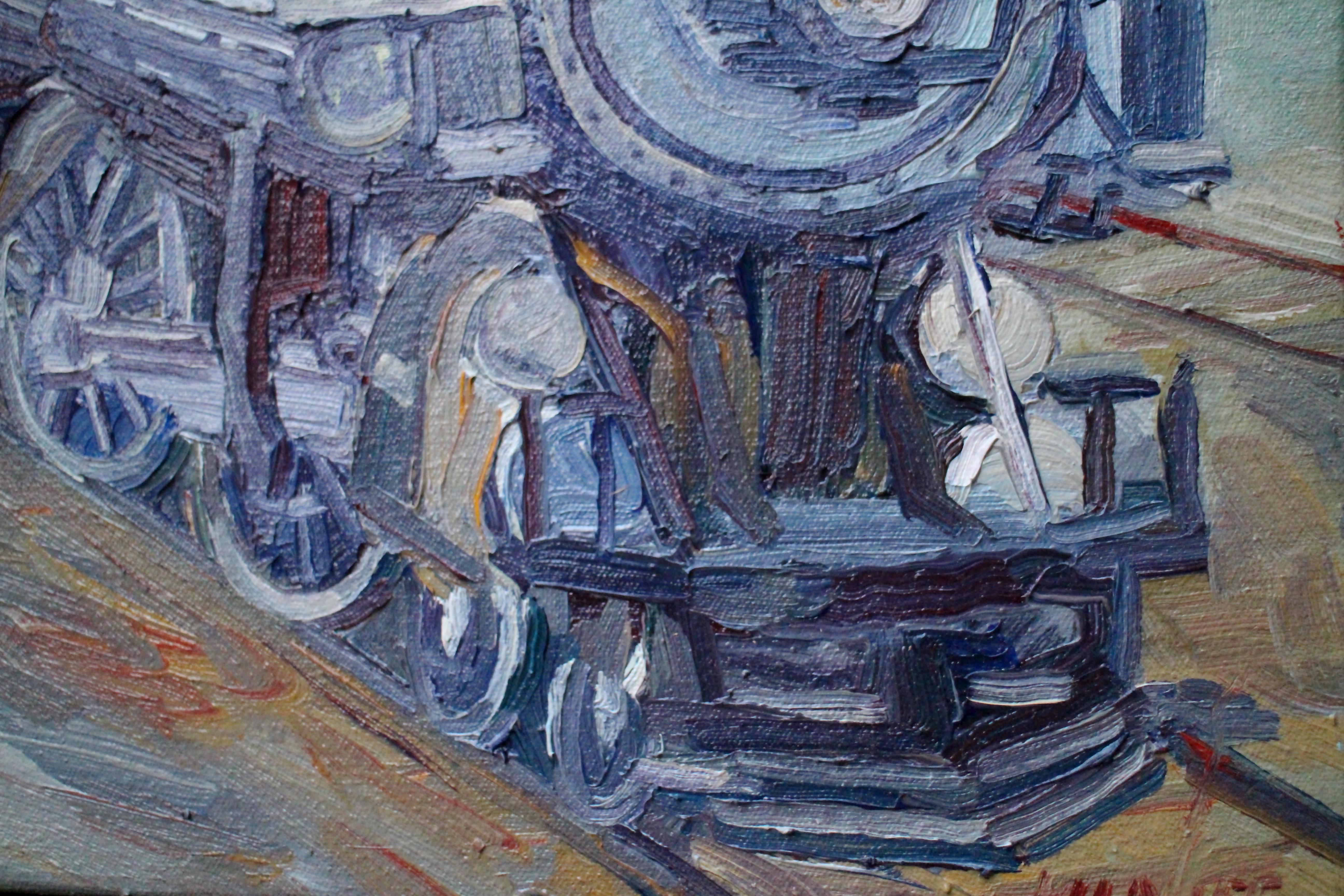 Engine No.3025, Painting, Oil on Canvas For Sale 2
