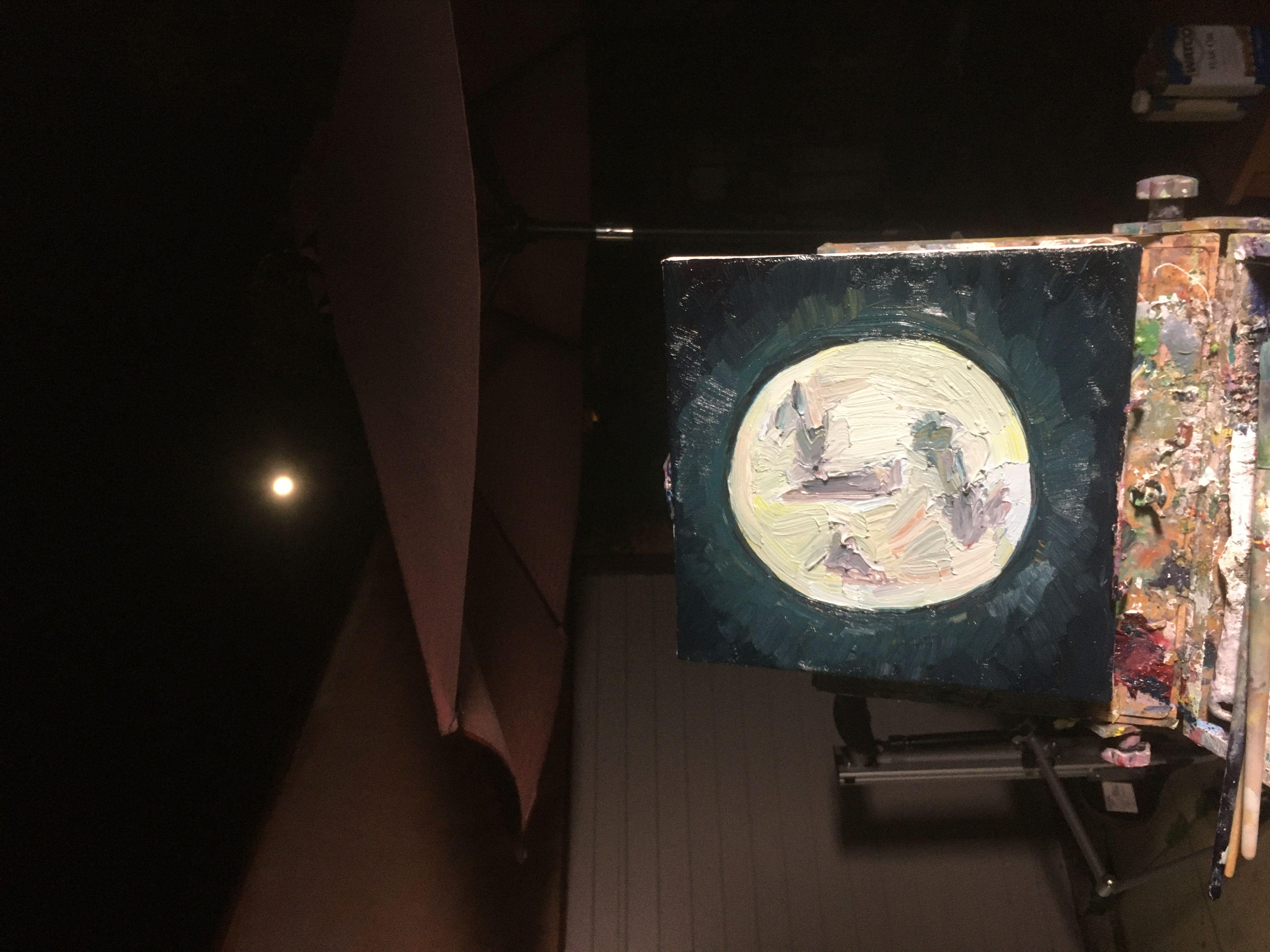 Full moon, Gemälde, Öl auf Leinwand (Impressionismus), Painting, von John Kilduff