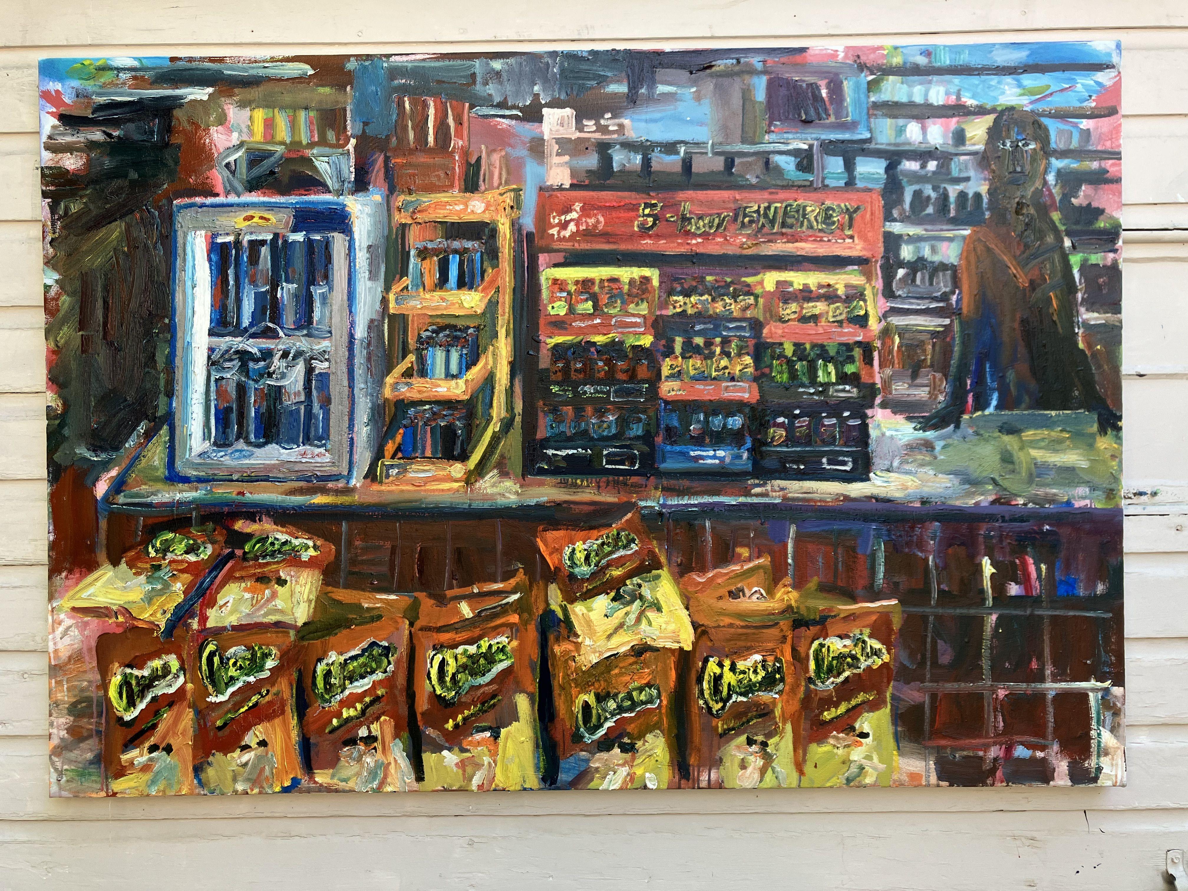 Gas Station in the middle of California, Painting, Oil on Canvas For Sale 1
