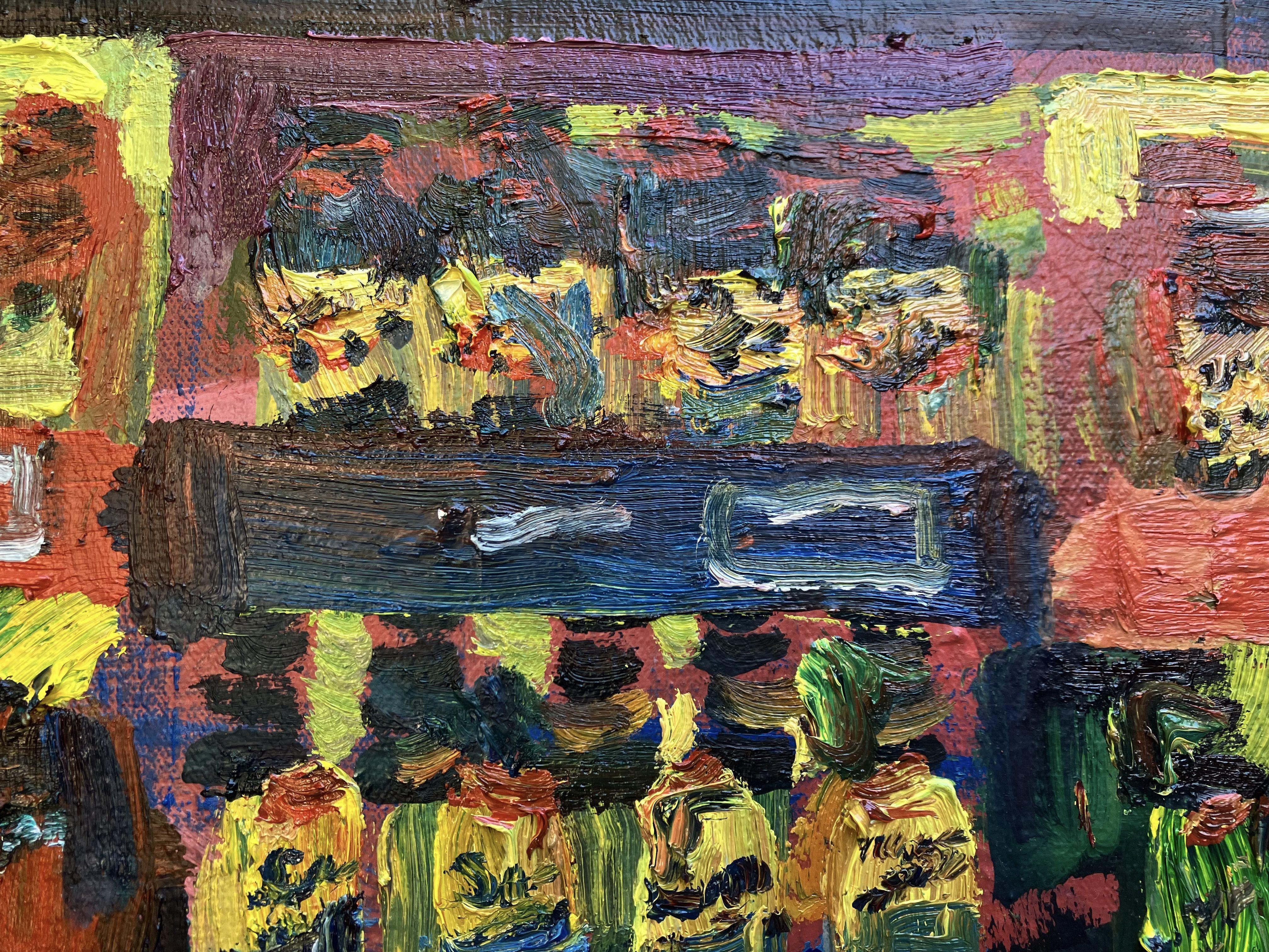 Gas Station in the middle of California, Painting, Oil on Canvas For Sale 2
