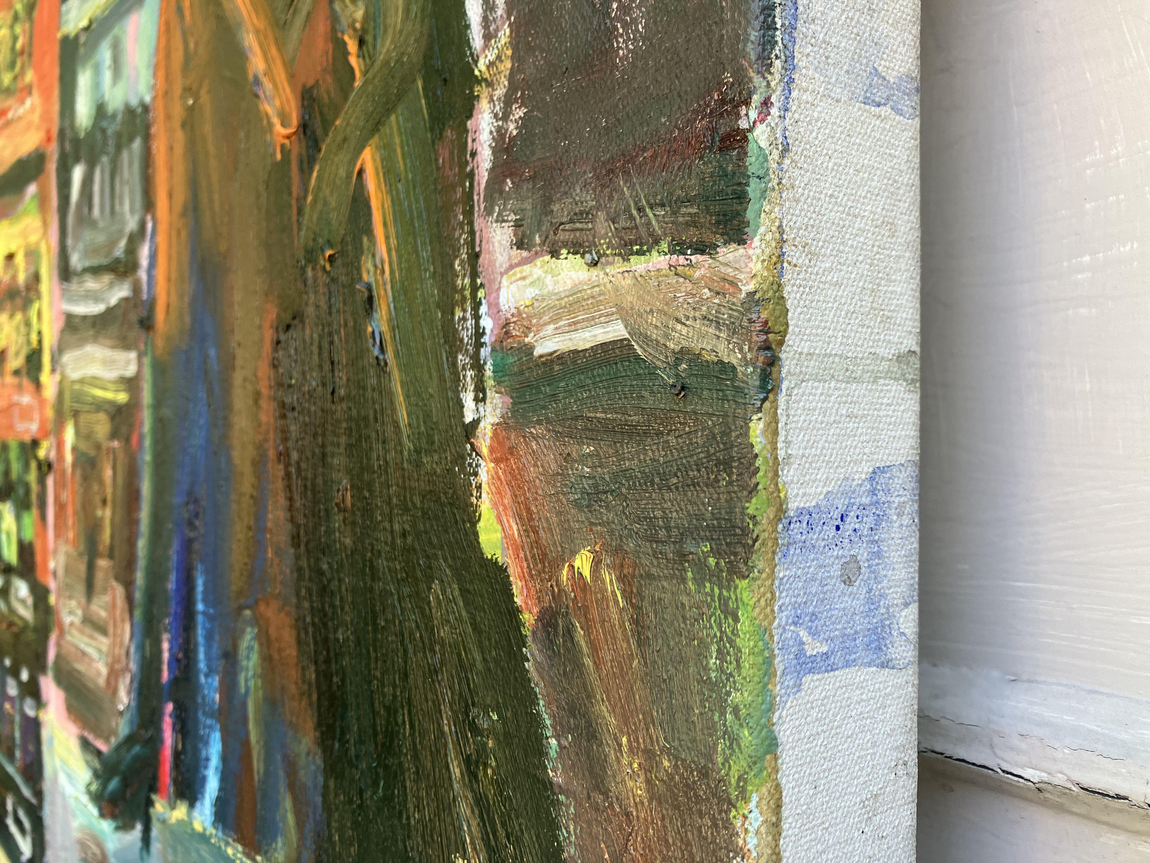 Gas Station in the middle of California, Painting, Oil on Canvas For Sale 3