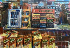 Gas Station in the middle of California, Painting, Oil on Canvas