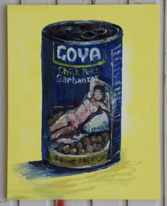 Goya's Nude Maja on a can of beans, Painting, Oil on Canvas