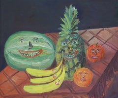 Happy fruit #2, Painting, Oil on Glass