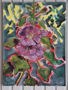 Gemälde, Öl auf Leinwand, Hollyhock