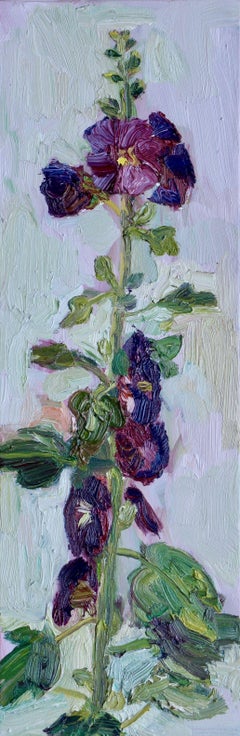 Hollyhock Plein Air #2, Painting, Oil on Canvas