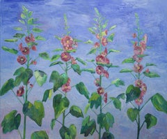 Hollyhocks, Painting, Oil on Canvas