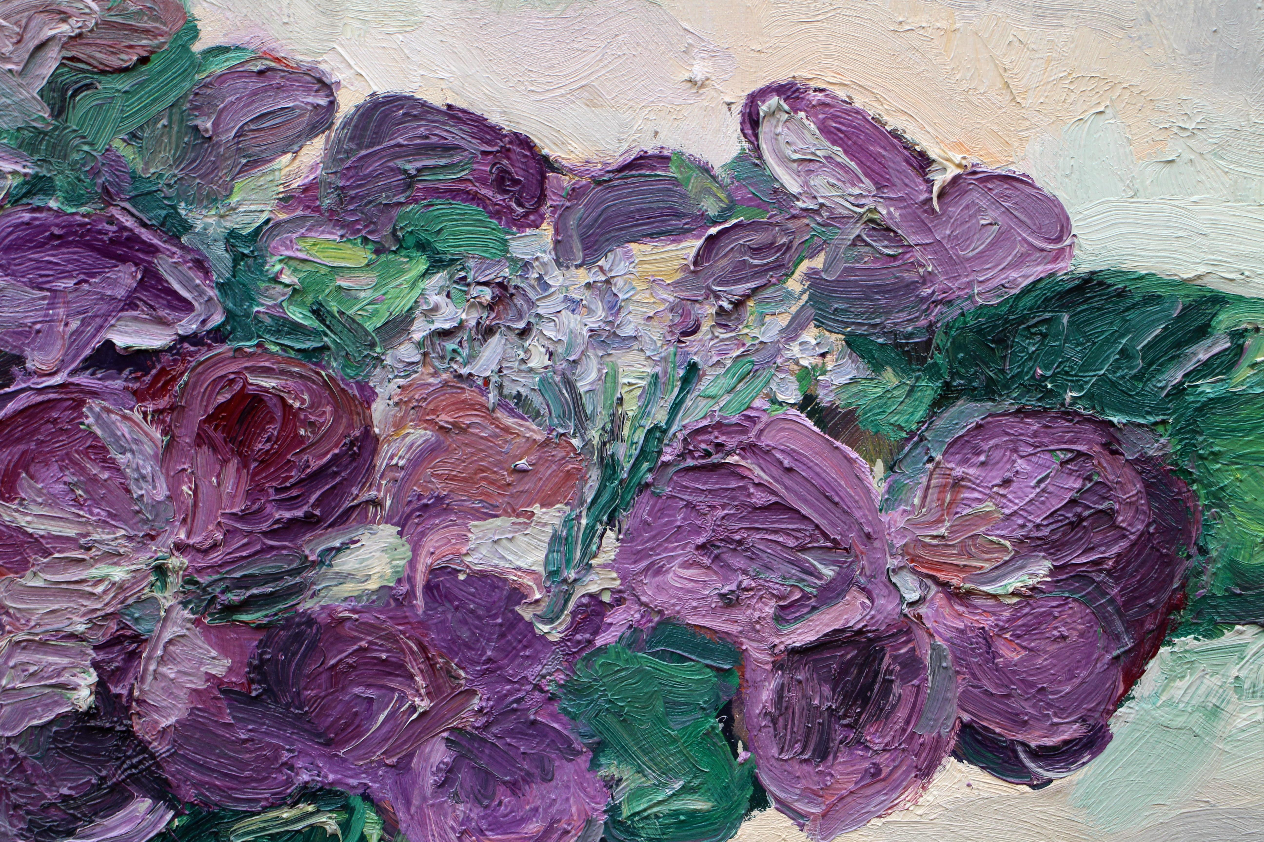 Ho realizzato una serie di dipinti basati su questa pianta di ortensia che ho comprato al supermercato locale. Questo è stato il più grande che ho fatto. È pieno di pennellate spesse e audaci. :: Pittura :: Impressionista :: Questo pezzo viene