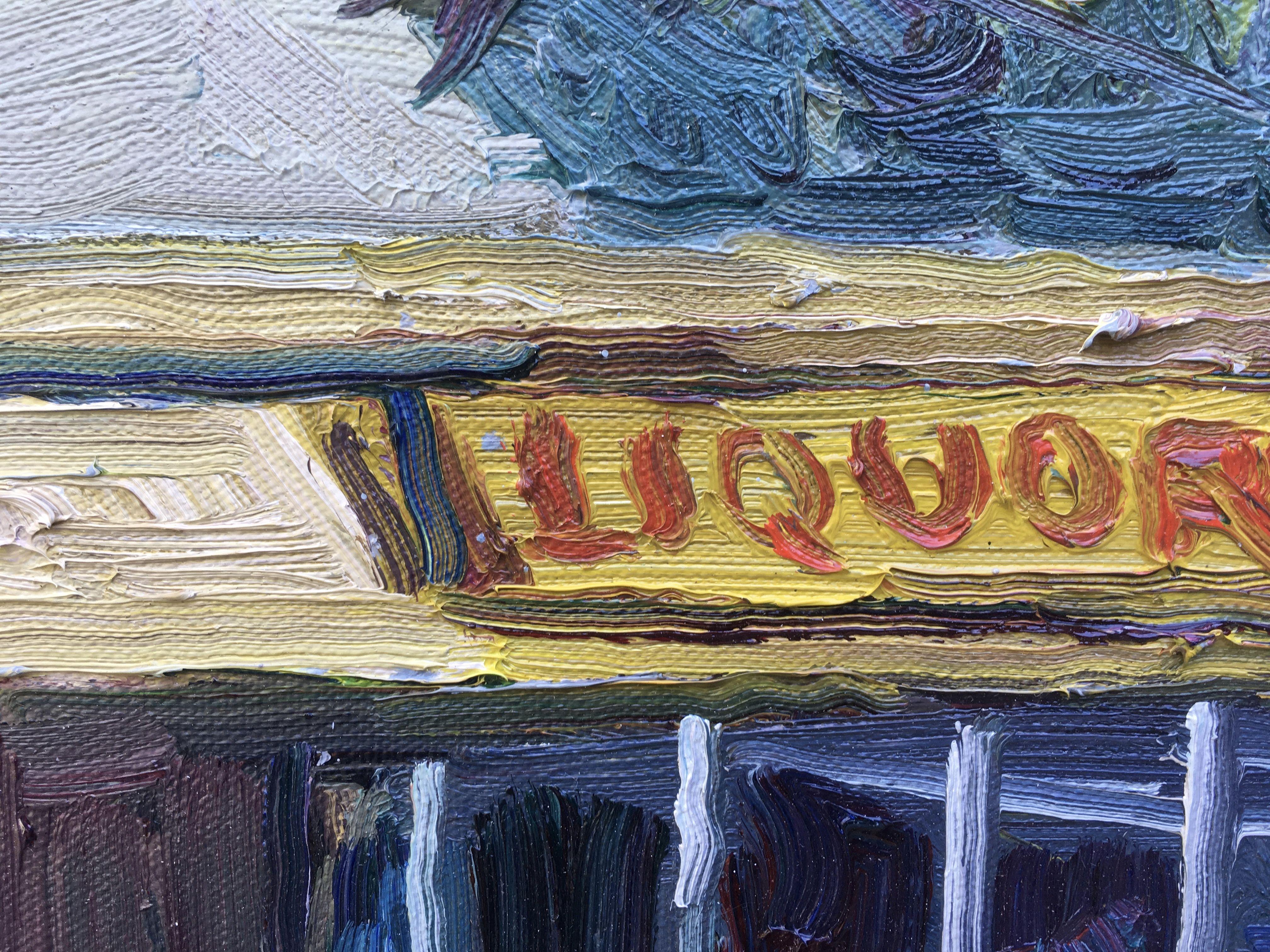 Peinture, huile sur toile « Jet Stream Liquors » en vente 1
