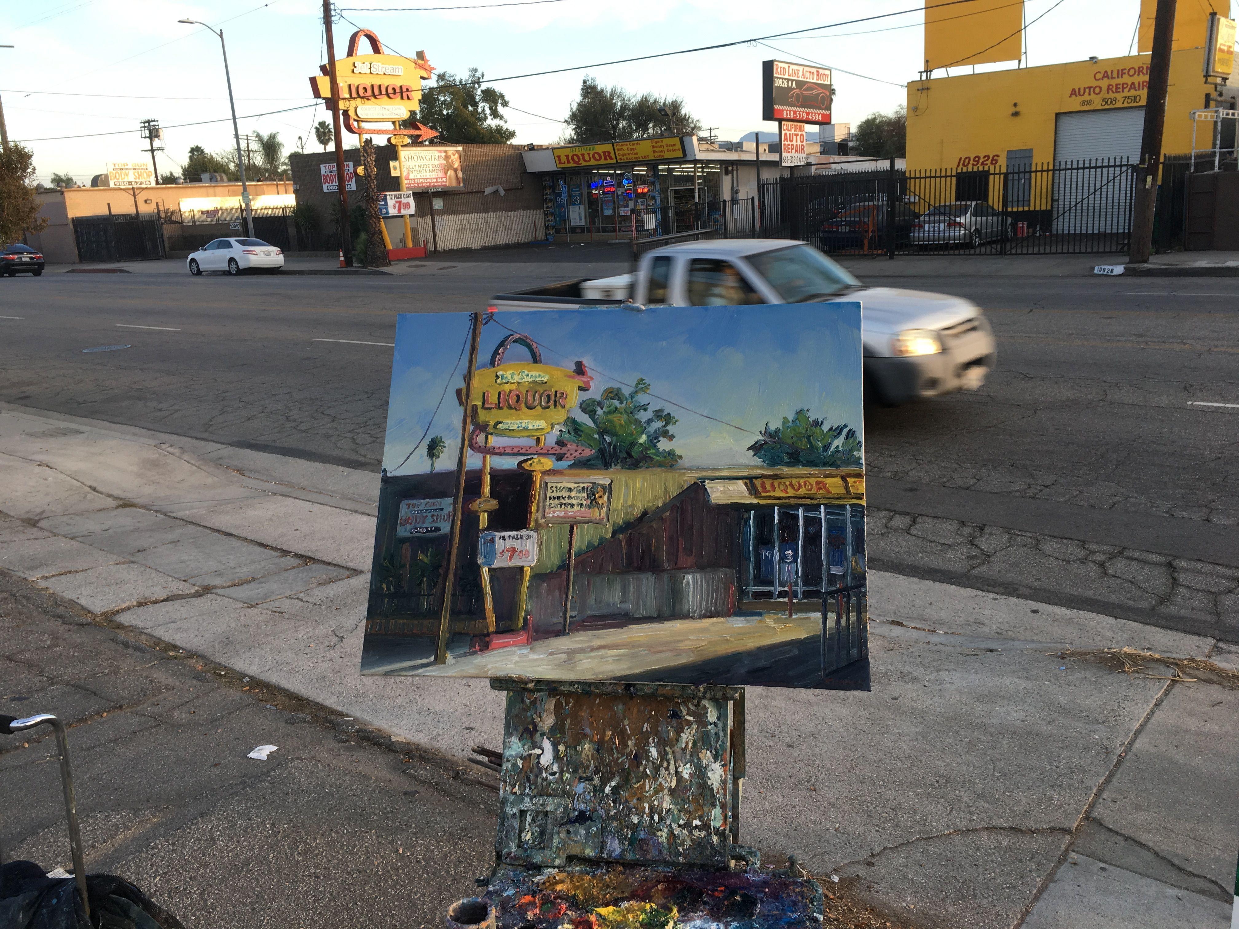 Peinture, huile sur toile « Jet Stream Liquors » en vente 2