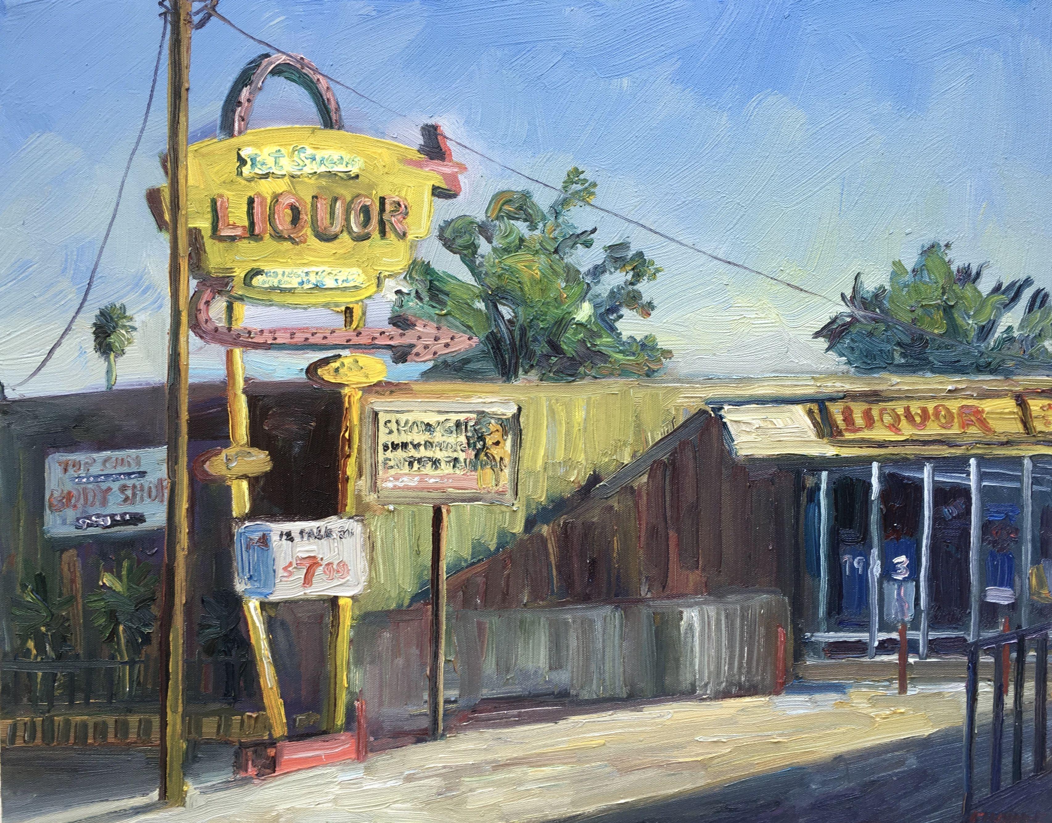 Peinture, huile sur toile « Jet Stream Liquors » - Painting de John Kilduff