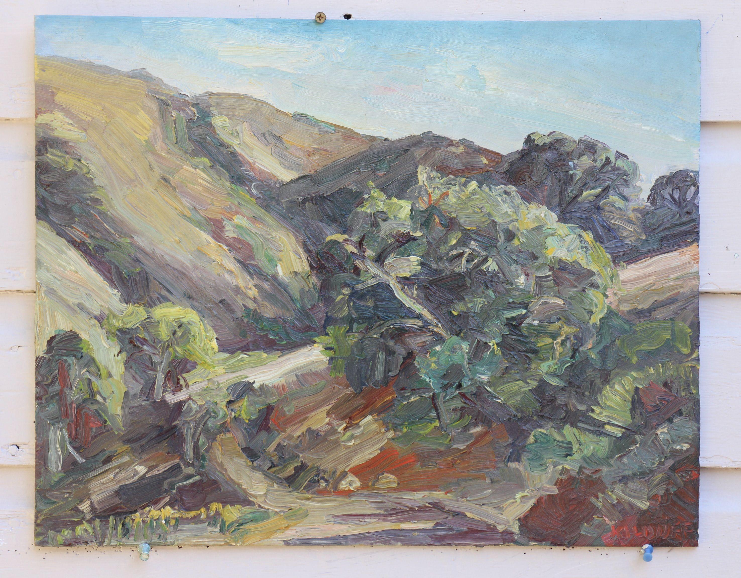 Plein air oil painting from the park just off of Laguna Canyon Road in Laguna Beach, California.   :: Painting :: Impressionist :: This piece comes with an official certificate of authenticity signed by the artist :: Ready to Hang: No :: Signed: Yes