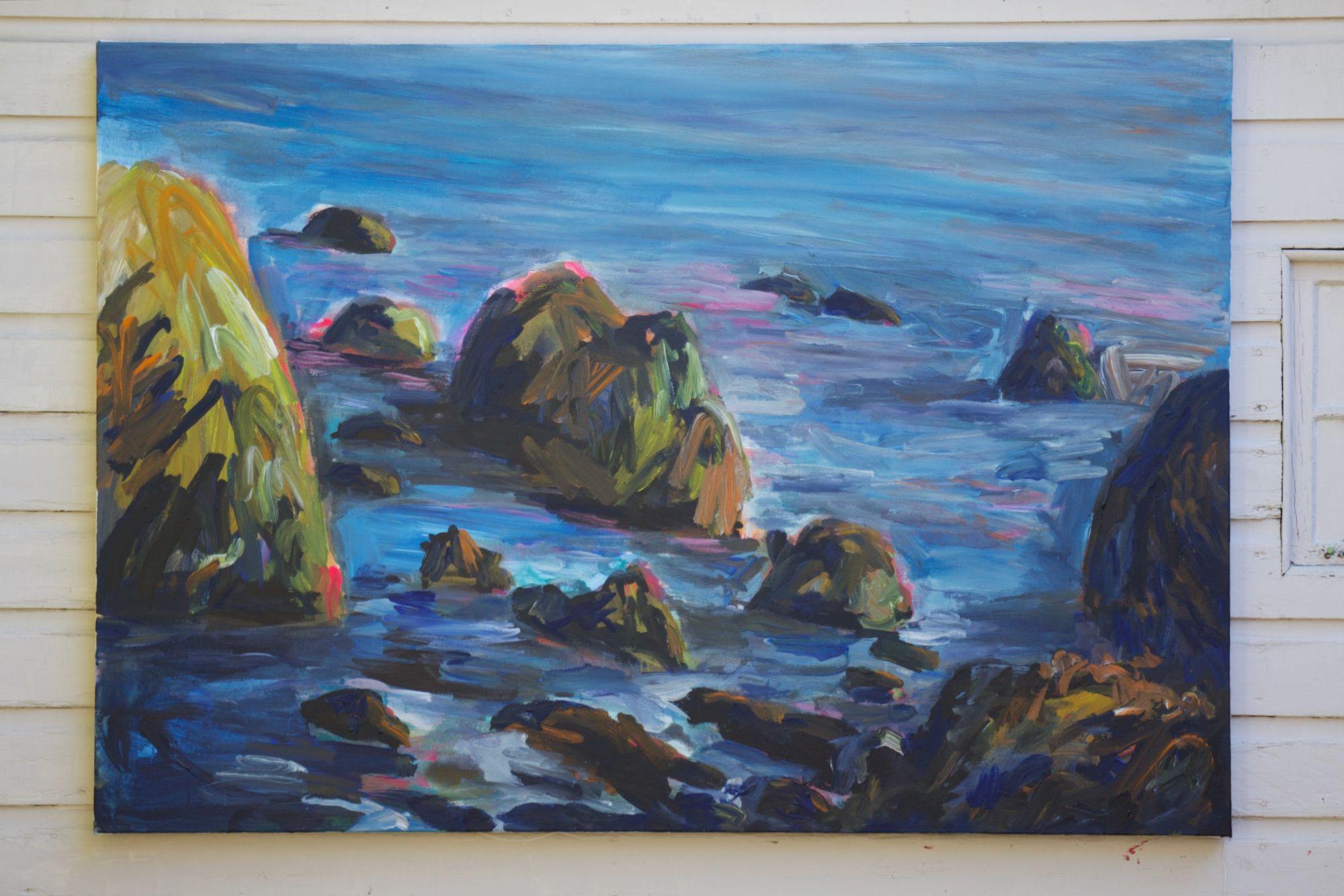 Leo Carrillo State Beach, Painting, Acrylic on Canvas For Sale 1