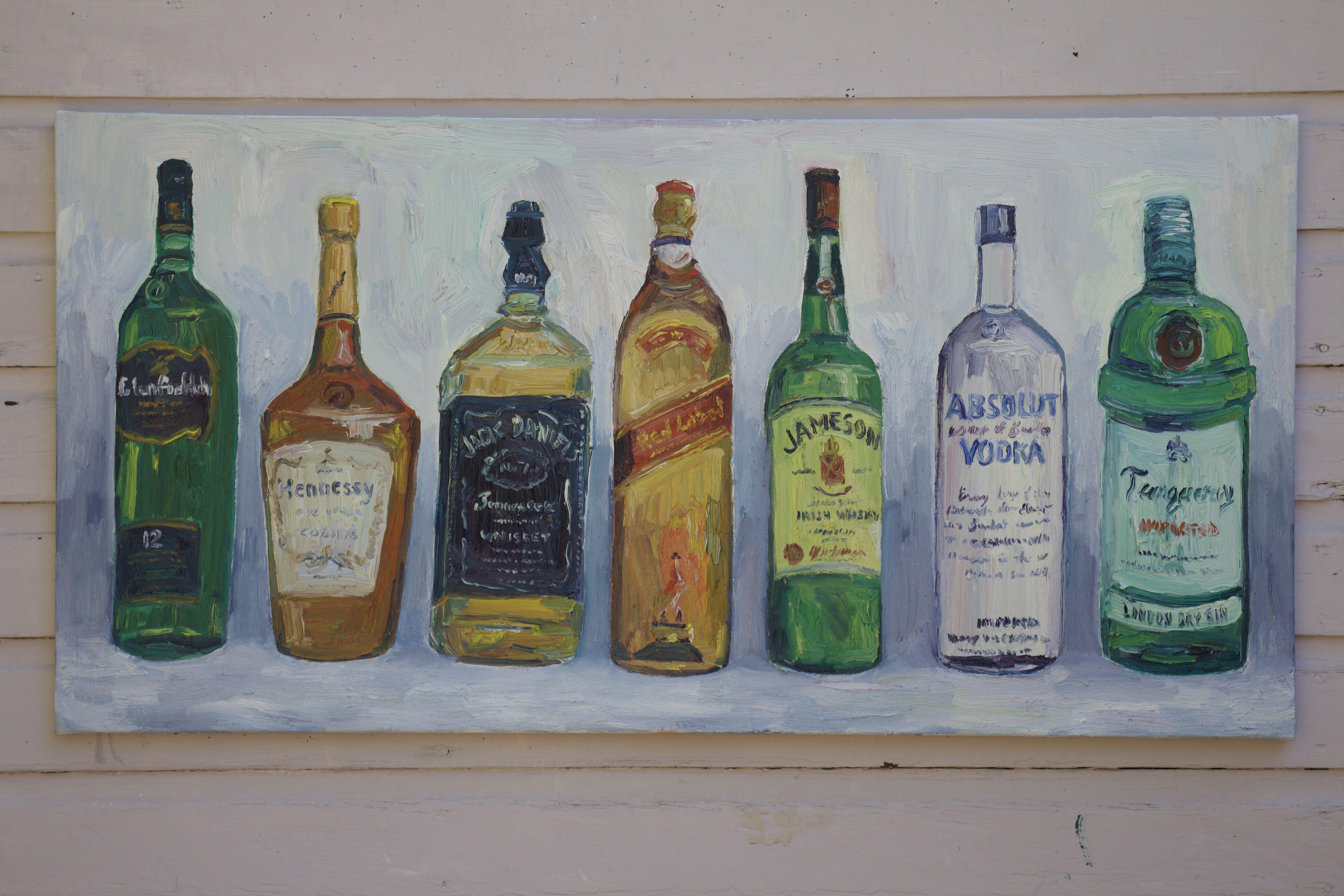 painted liquor bottles