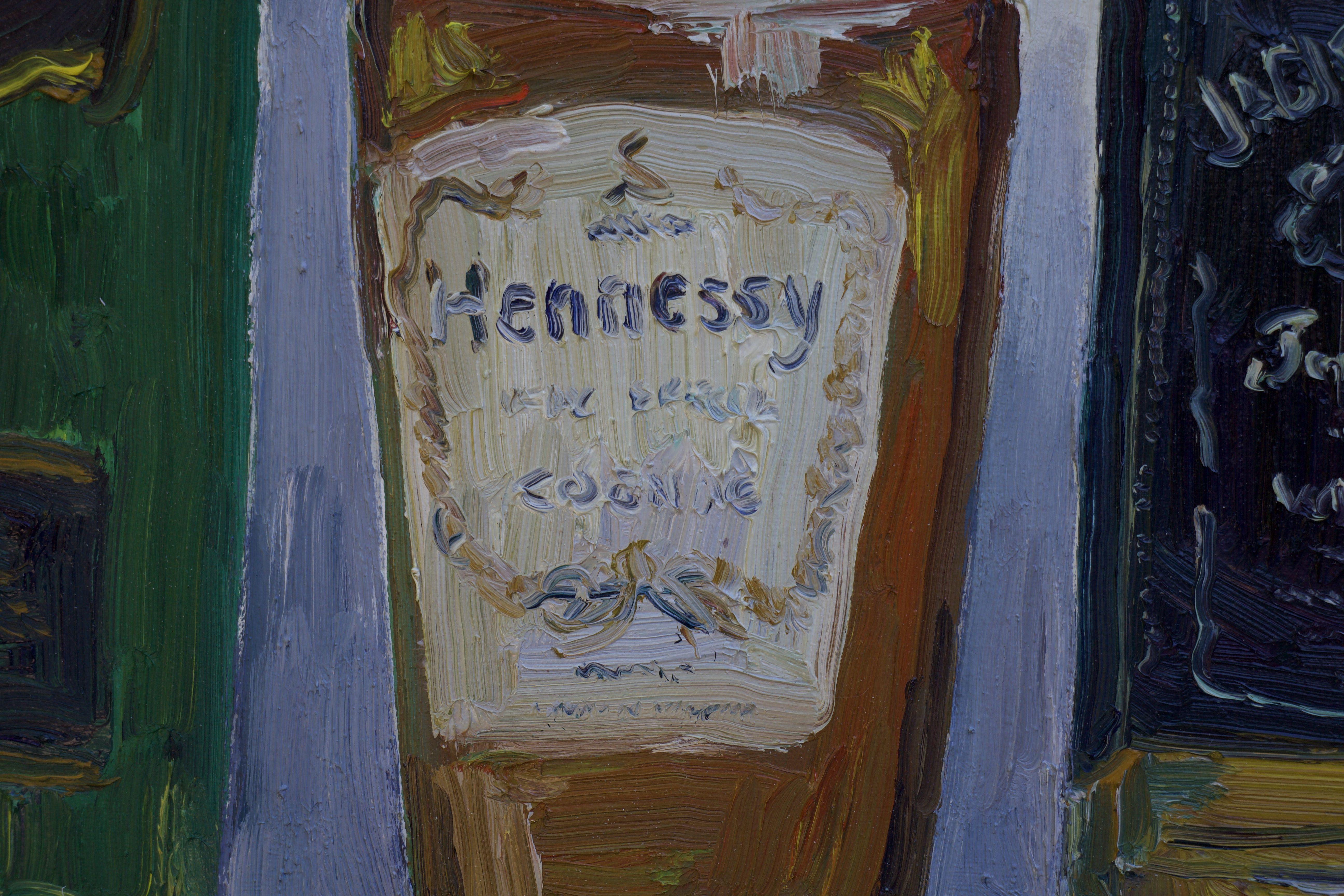 Painting of liquor bottles. Perfect painting to hang behind your mini bar. :: Painting :: Pop-Art :: This piece comes with an official certificate of authenticity signed by the artist :: Ready to Hang: No :: Signed: Yes :: Signature Location: On the