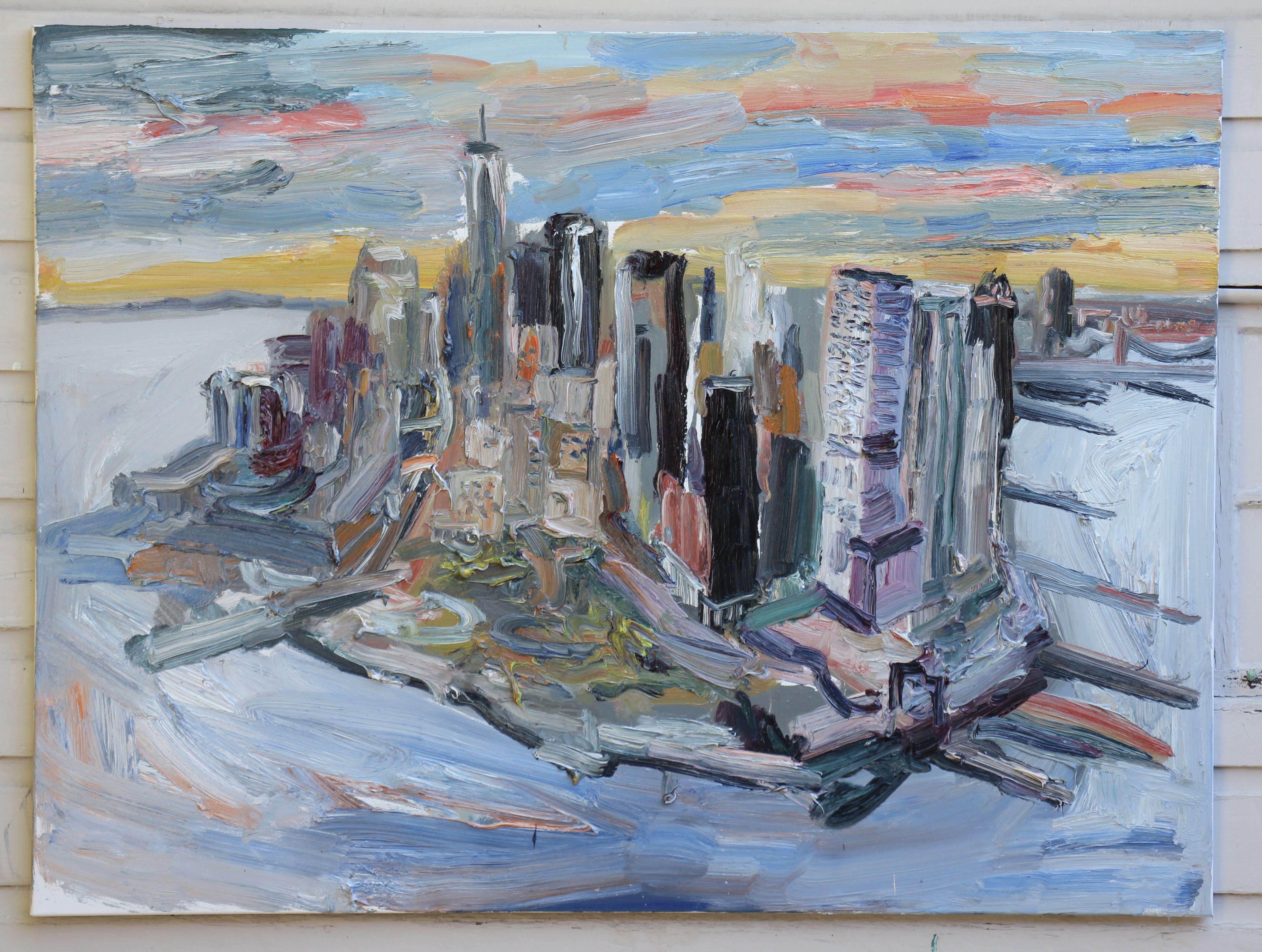 Manhattan Island, Painting, Oil on Canvas For Sale 1