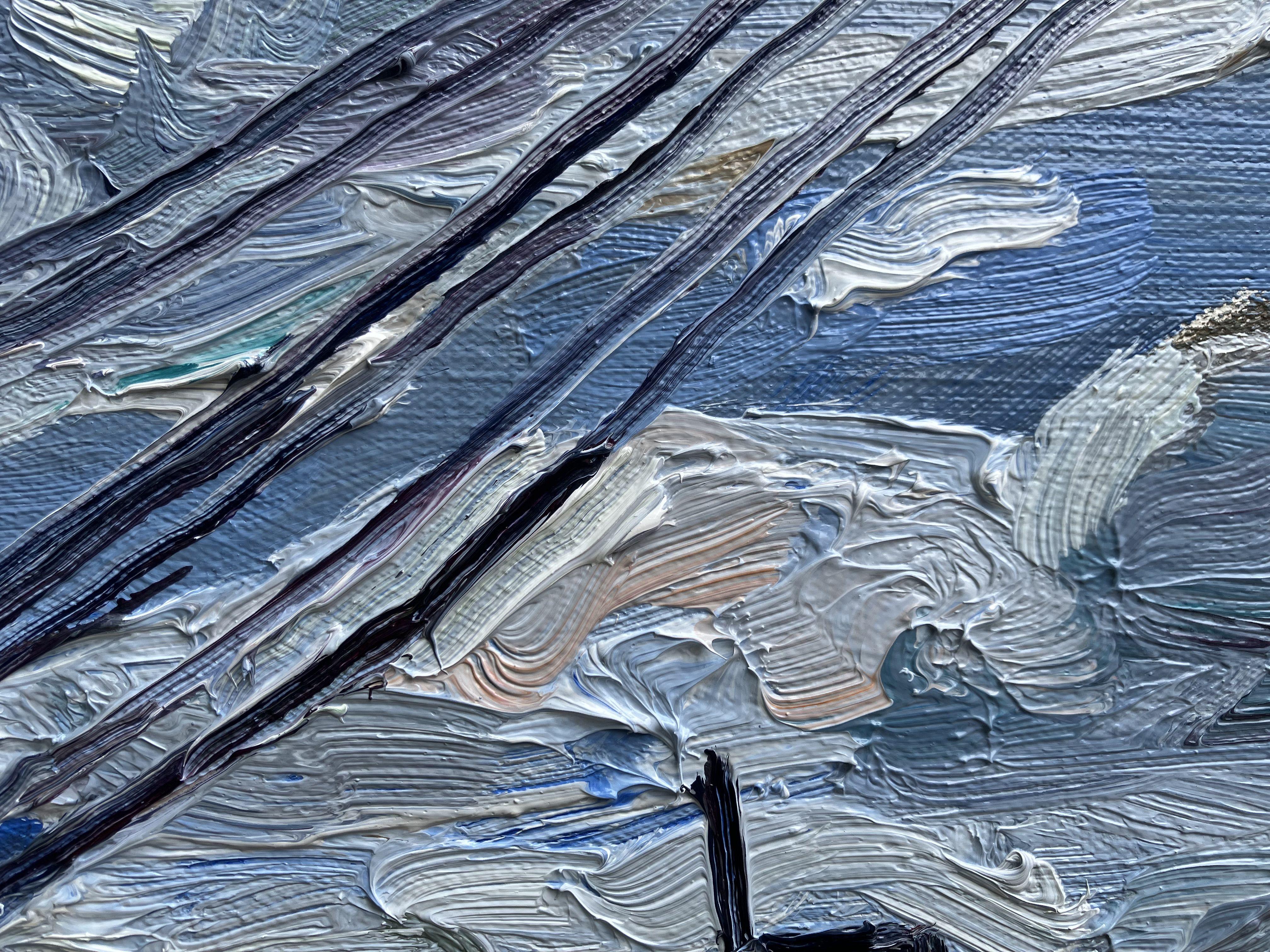 Dipinto a olio raffigurante una vista da Mulholland Drive a Los Angeles, California.  :: Pittura :: Impressionista :: Questo pezzo viene fornito con un certificato ufficiale di autenticità firmato dall'artista :: Pronto da appendere: No :: Firmato: