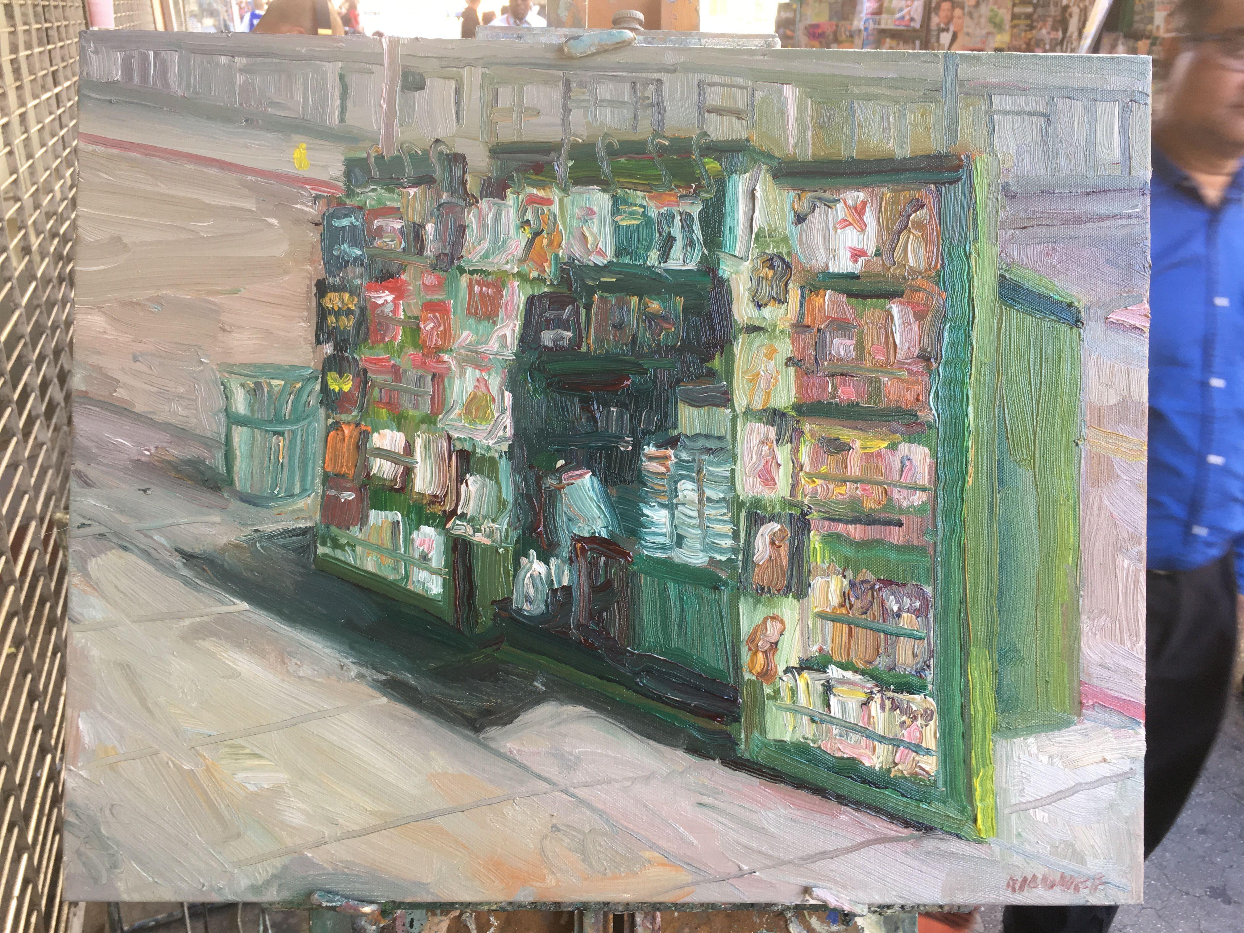 Newsstand, Painting, Oil on Canvas For Sale 1