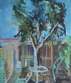 Olive tree in the backyard, Painting, Acrylic on Canvas