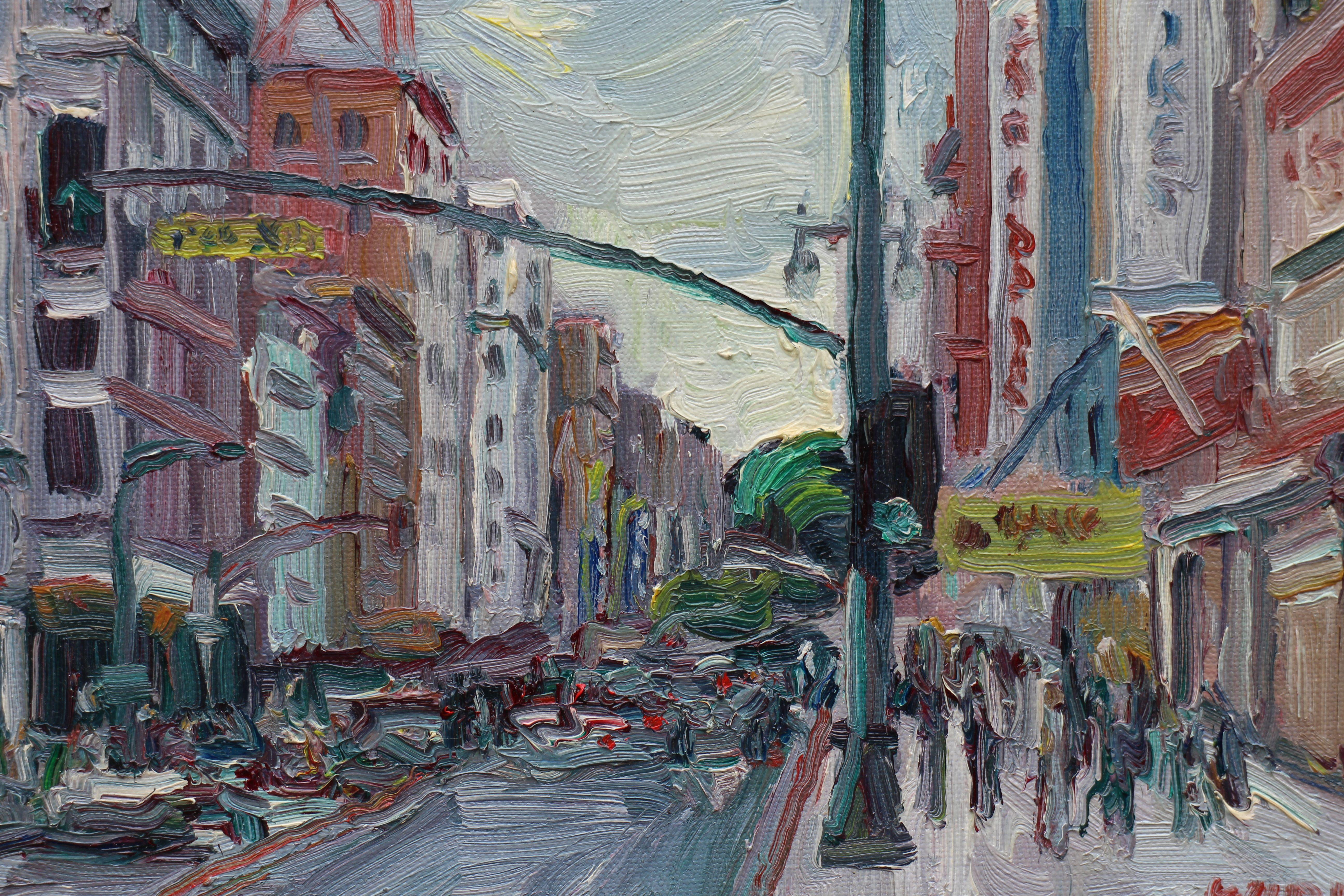 This painting was painted on location (plein air) on Broadway Street in Downtown los Angeles. :: Painting :: Impressionist :: This piece comes with an official certificate of authenticity signed by the artist :: Ready to Hang: No :: Signed: Yes ::