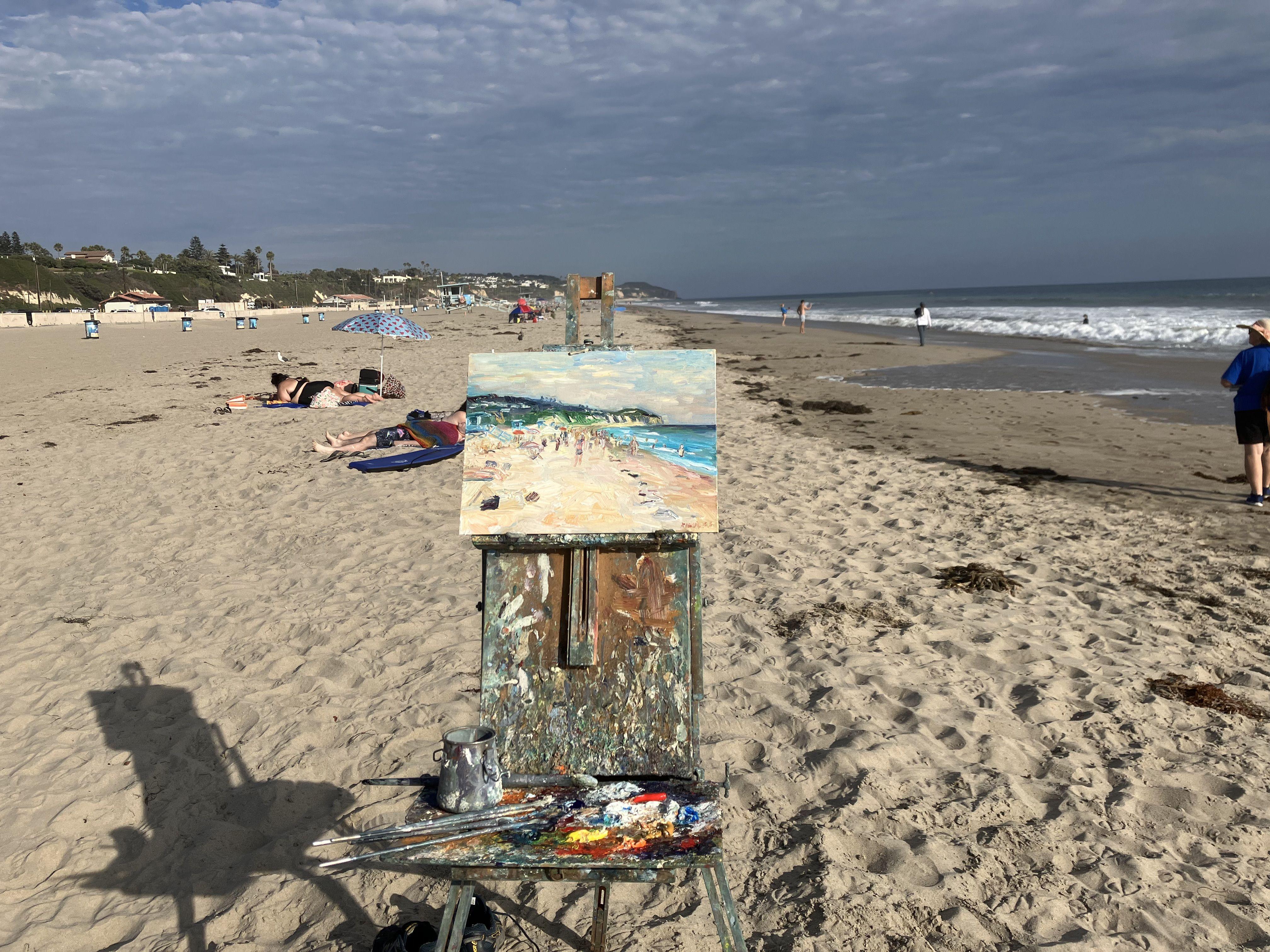 On Zuma Beach, Painting, Oil on Canvas For Sale 2