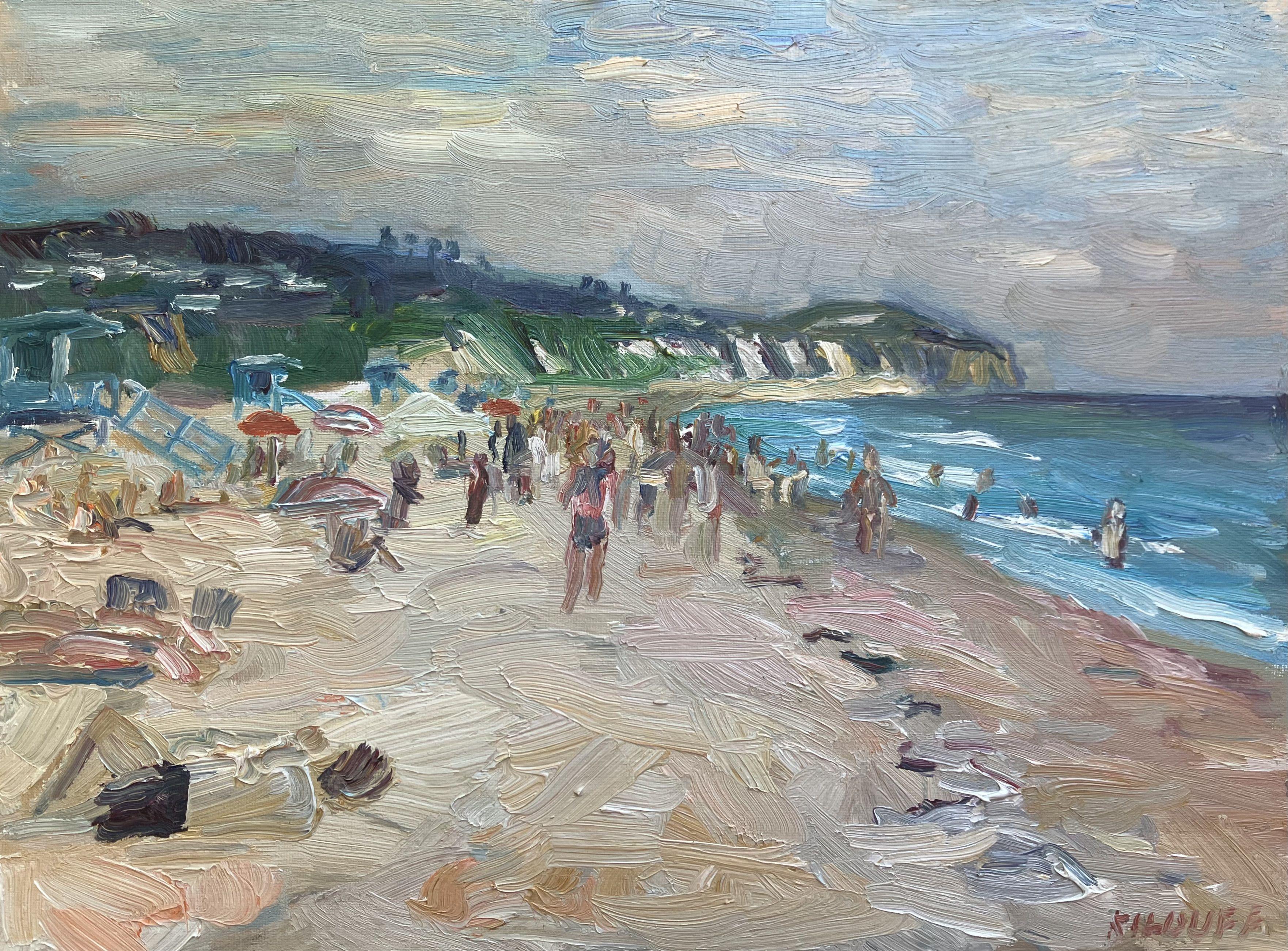 Plein air oil painting of Zuma Beach in Malibu, California. :: Painting :: Impressionist :: This piece comes with an official certificate of authenticity signed by the artist :: Ready to Hang: No :: Signed: Yes :: Signature Location: on the front ::