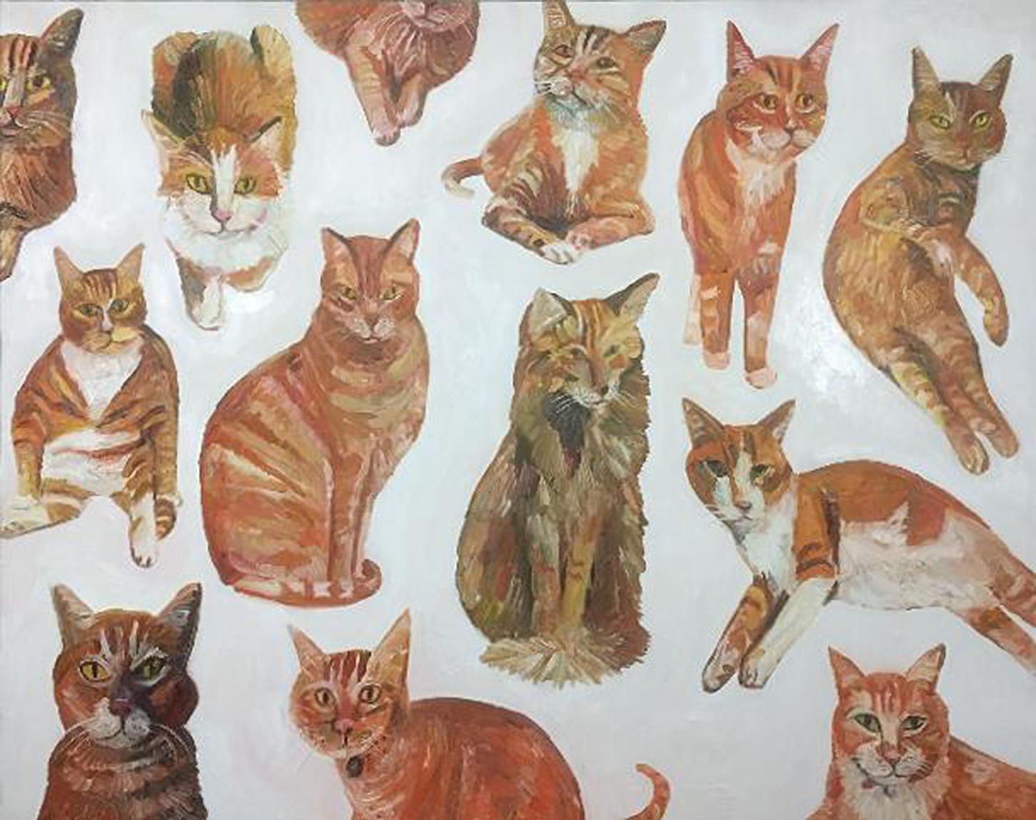Orange Cats - Painting by John Kilduff