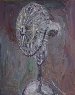 Portrait of osculating fan while on treadmill, Painting, Oil on Canvas