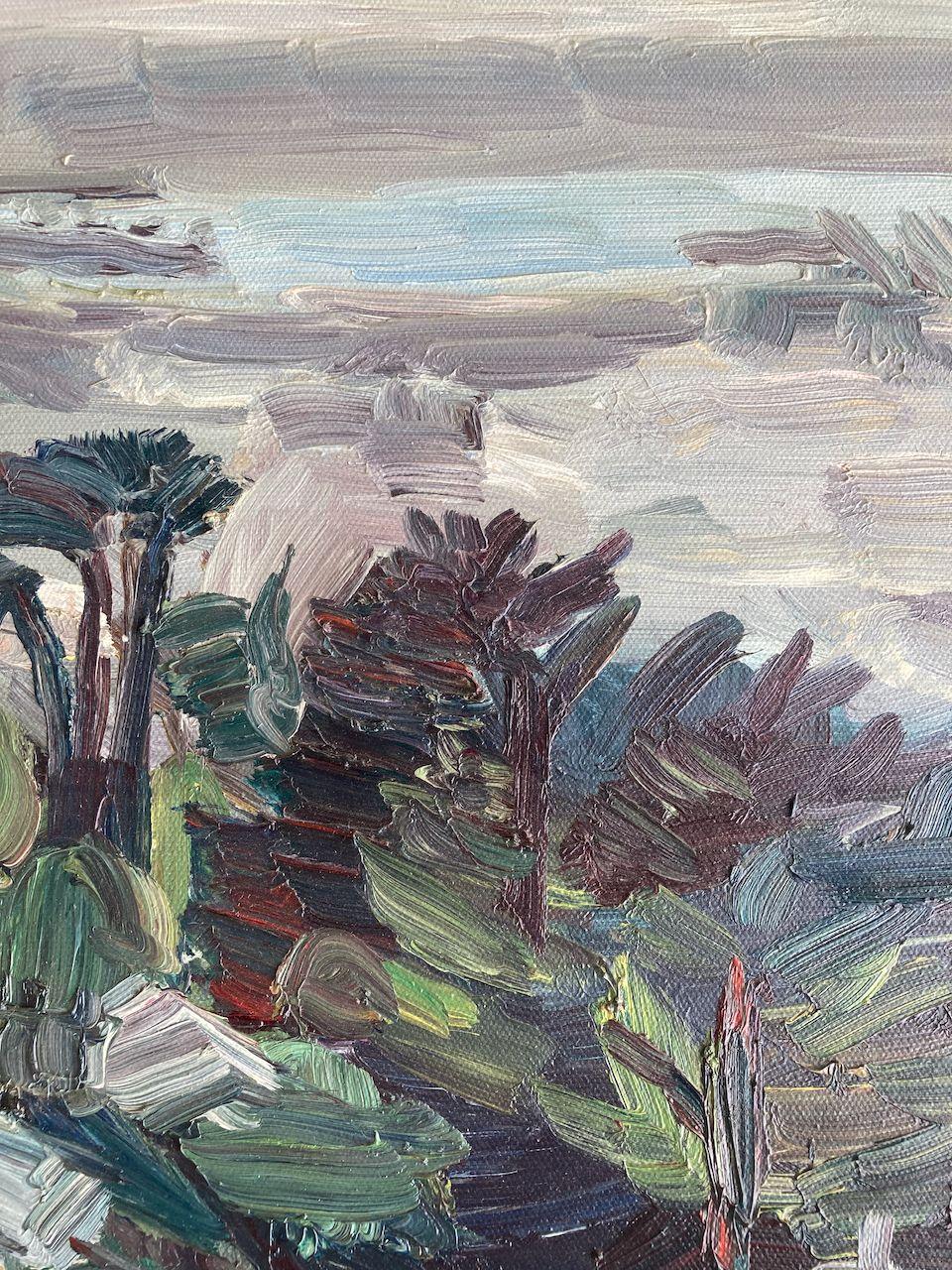 Plein air oil painting of the San Francisco Bay from Skyline Blvd in Oakland, California. I am not sure the exact date but I think it was around 1995. :: Painting :: Impressionist :: This piece comes with an official certificate of authenticity